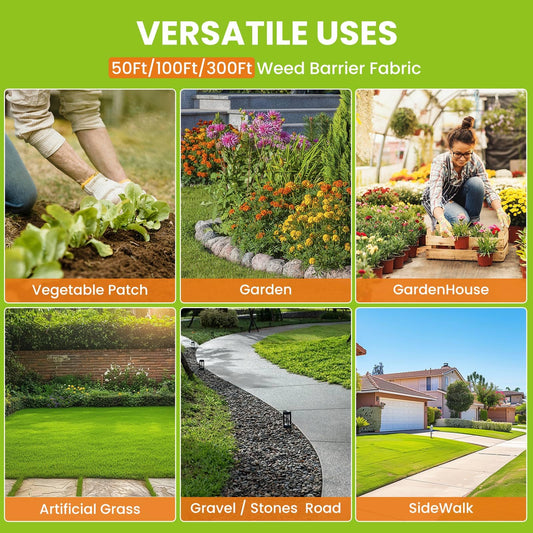 6x300FT Weed Barrier Landscape Fabric Heavy Duty, 3.2oz Woven Geotextile Fabric, Ground Cover Weed Block Gardening Mat, Weed Control Garden Cloth for Driveway,Road,French Drain,Vegetable Patch