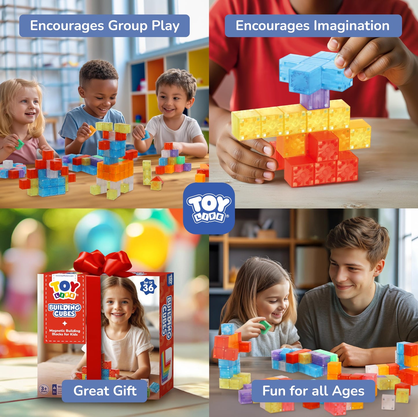 TOY Life 36PCS Magnetic Blocks for Kids Ages 4-8, Magnetic Building Blocks for Toddlers 3-5, Magnet Toys for Toddler, Kids Building Blocks, Toddler Building Toys