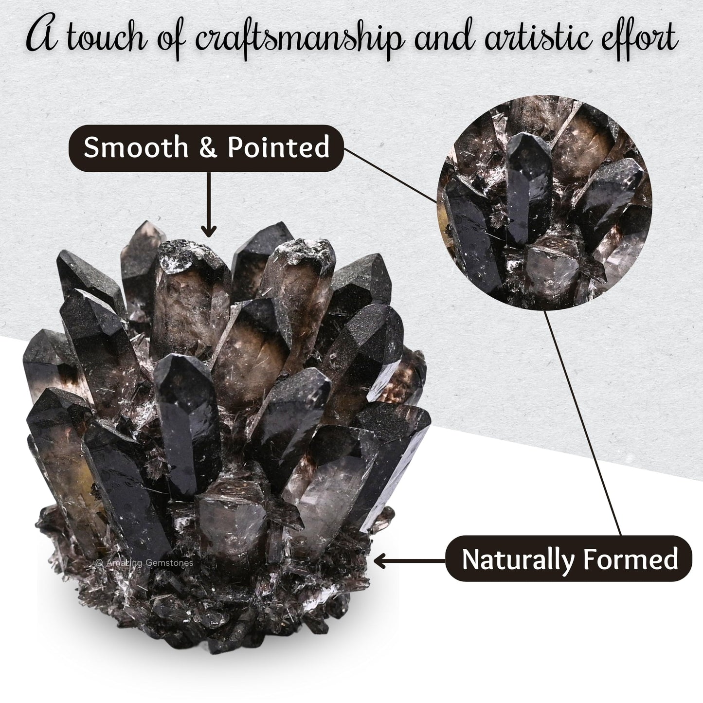 Amazing Gemstone Large Smoky Quartz Crystal Cluster Points for Meditation, Home Decor and Gift - Natural Quartz Crystals and Healing Stones for Enhance Energy with Large Crystals Points