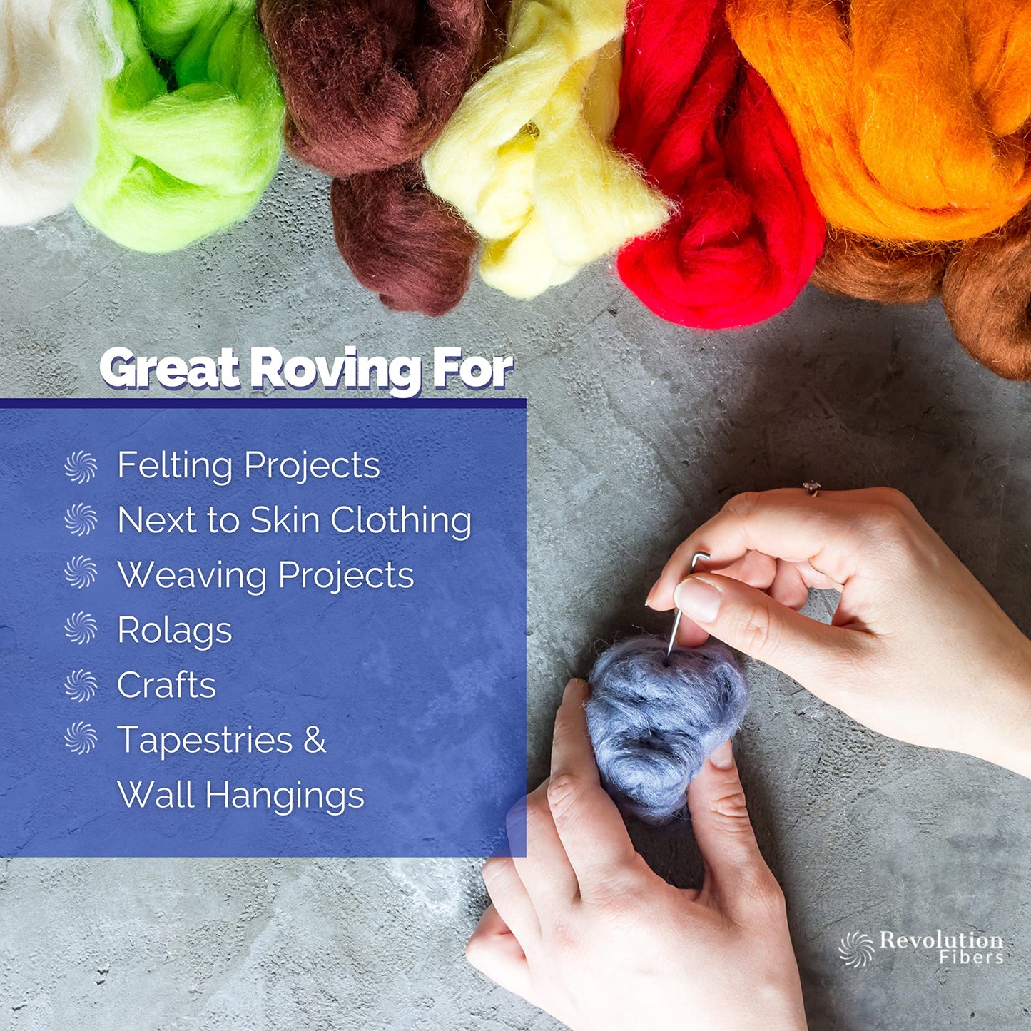 Revolution Fibers | Mixed Merino Wool Variety Pack | Perfect Wool Roving for Spinning, Needle Felting, Wet Felting, Weaving and Crafting (Very Berry (Purples), 250 Grams)