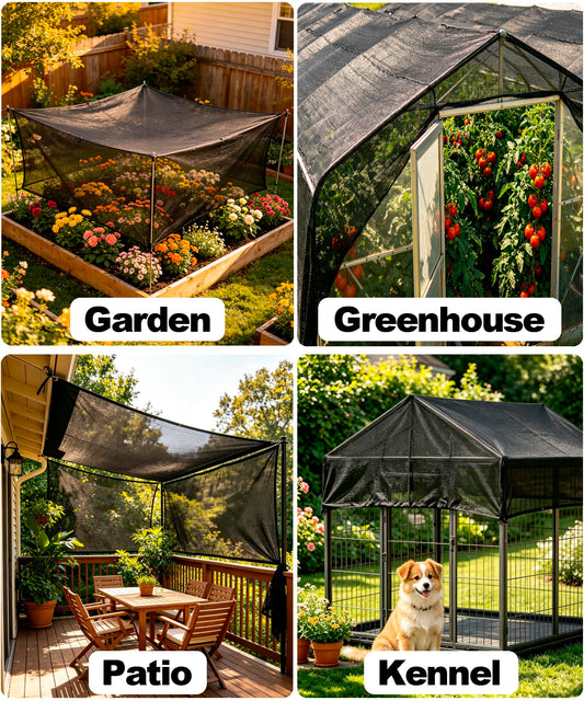 e.share Sun Shade Cloth, 40%-50% Sun Block Mesh Net, 10FT x 14FT Breathable Black Screen for Garden Greenhouse Patio Plants Vegetables Flowers