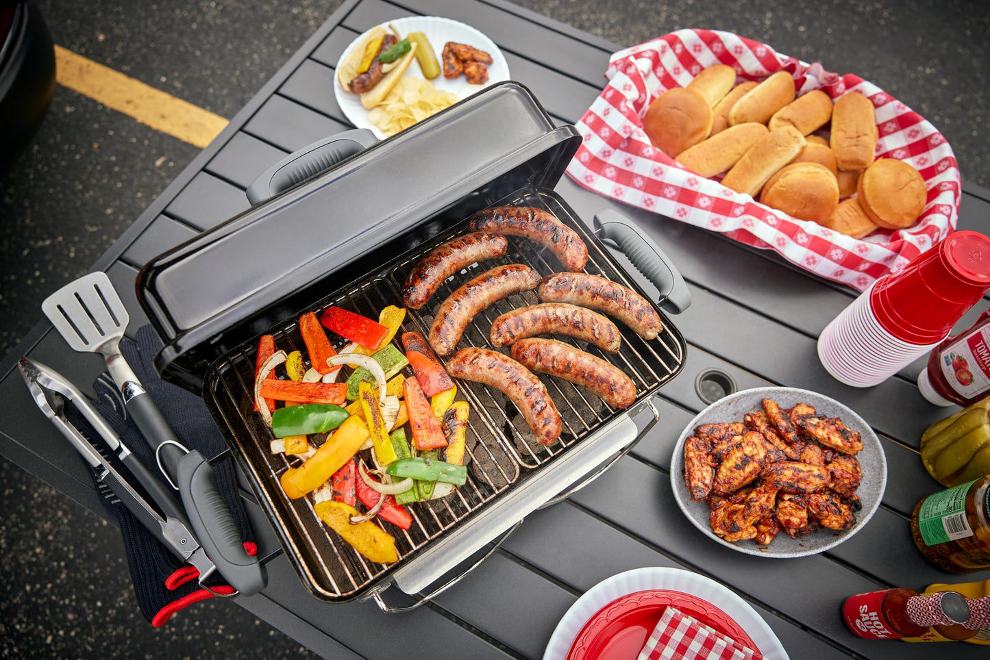 Weber Go‑Anywhere Charcoal Grill – Compact Portable BBQ Grill for Camping, Tailgating & Outdoor Cooking with 2‑Piece Cooking Grate & Precise Airflow Dampers