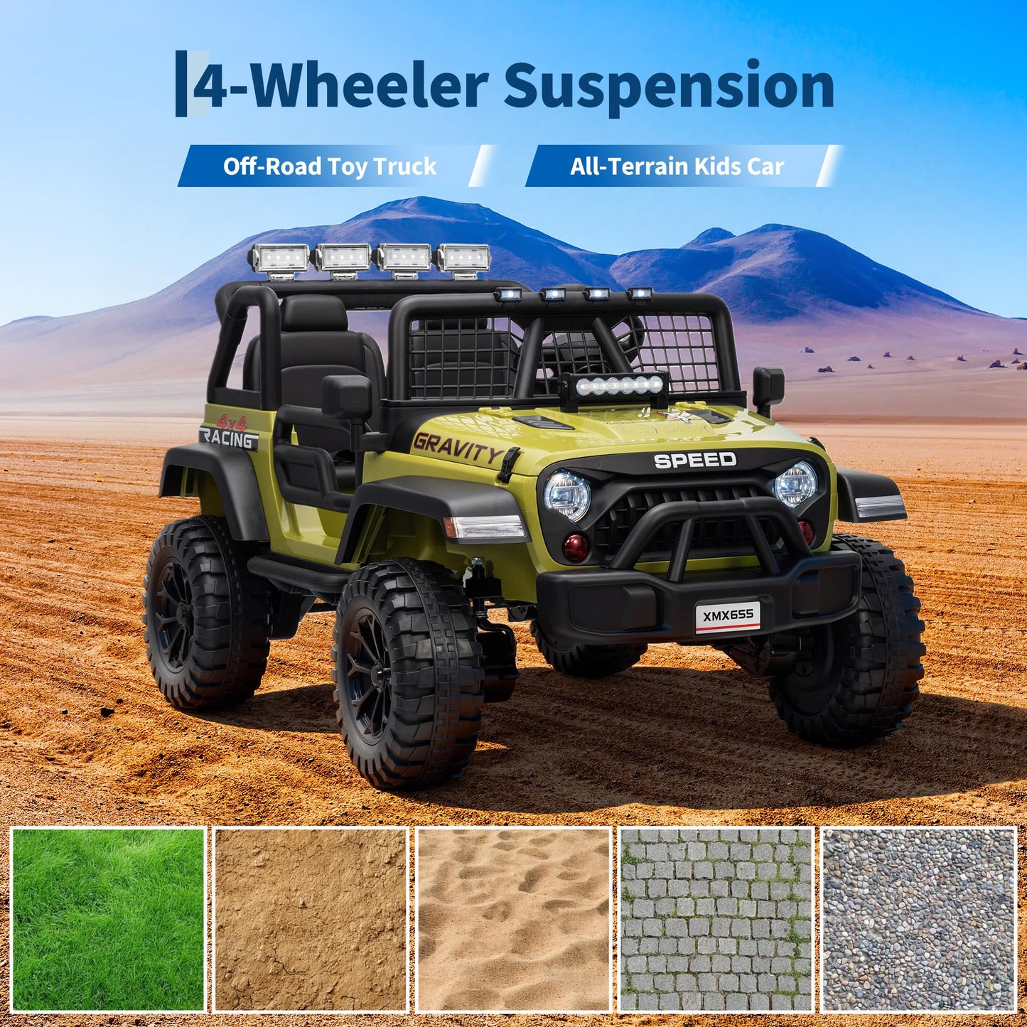 24V 2 Seater Kids Electric Truck with Parent Remote Control, 4WD Ride on Car for Toddlers & Kids 4-8, 100Min Battery, Dual Motor, All Terrain Electric Vehicle Gift for Boys Girls