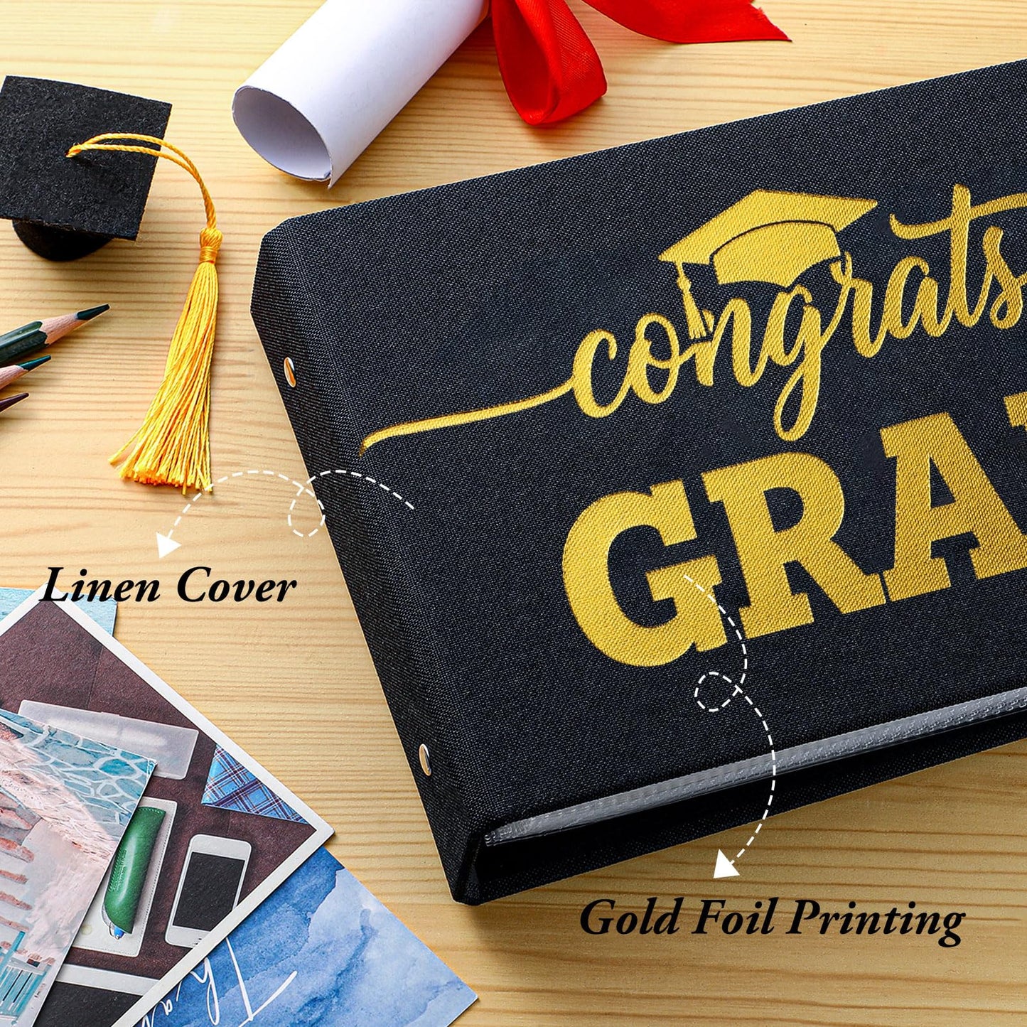 Spiareal 2026 Graduation Gift Card Book Graduation Card Album with 100 Pages High School College Survival Kit Gift Cards Book for Her Him Women Men Girls Boys Teens Students, 6 x 8 Inches