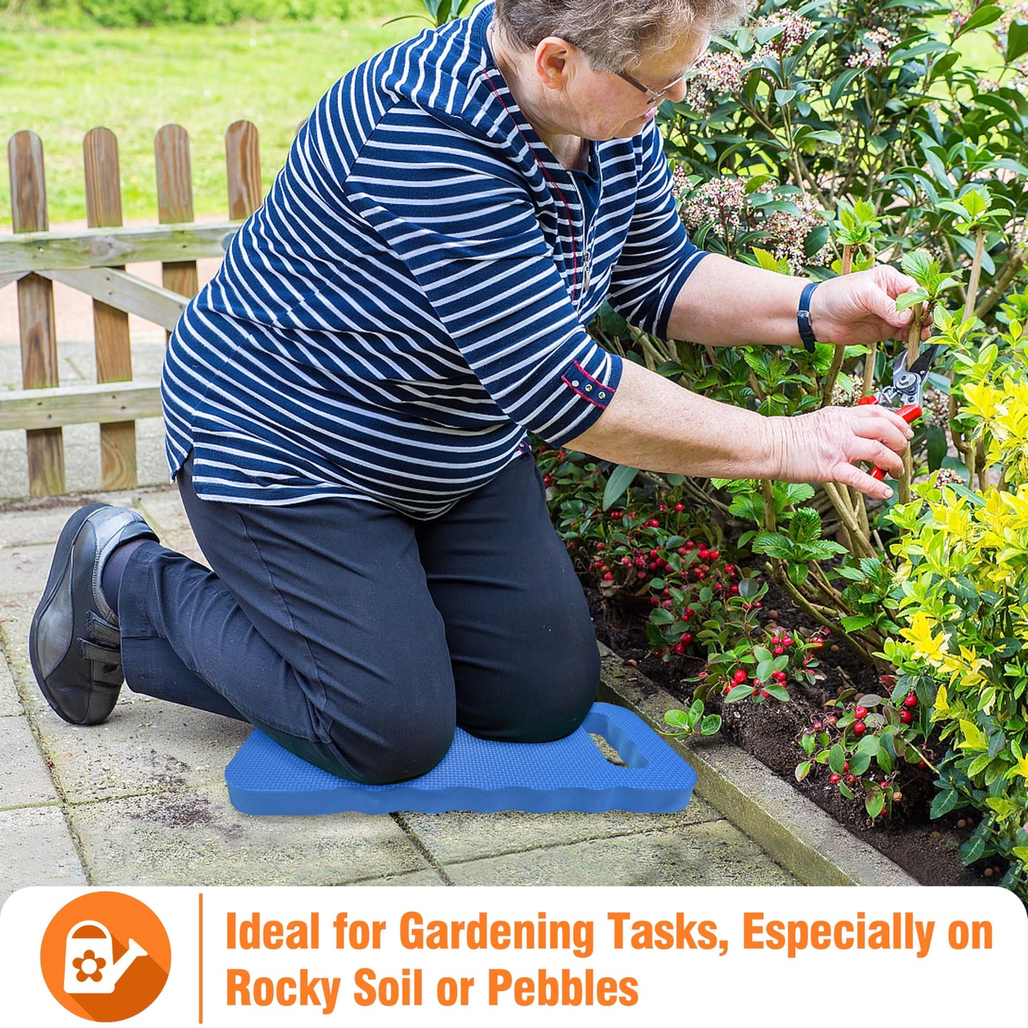 Gardzen 3-Pack Garden Kneeling Cushions - for Gardening, Baby Bath, Yoga, Pilates, Exercise, 16"x8"x1", Blue