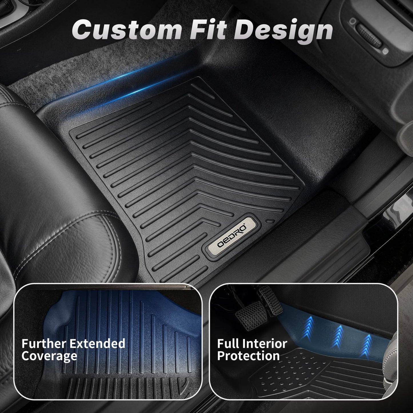 OEDRO Floor Mats for 2024-2013 Toyota 4Runner 7 Seater, Custom Fit TPE All-Weather 4Runner Car Mats Includes 1st, 2nd Row & 3rd Row Floor Liners, Black
