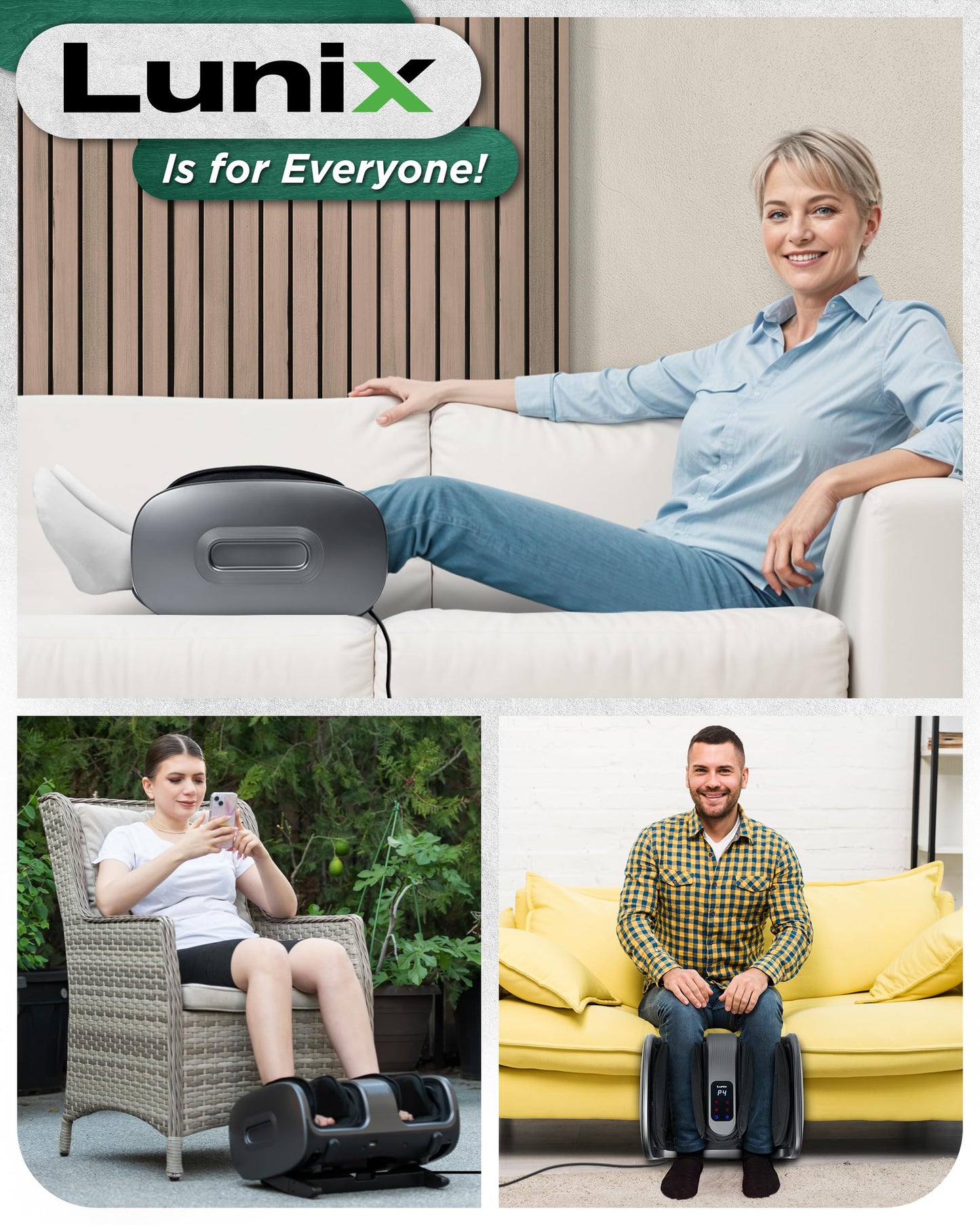 Lunix LX20 FSA Foot Massager for Pain Relief and Circulation, Foot and Calf Shiatsu Massager for Plantar Fasciitis and Neuropathy with Heat, Ankle Therapy Device