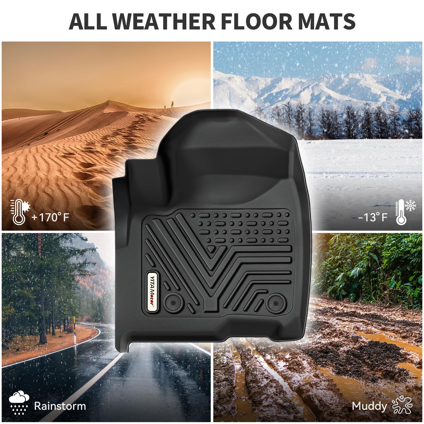YITAMOTOR 3 Rows Floor Mats Fit for 2021-2026 Chevrolet Tahoe/GMC Yukon/Cadillac Escalade with 2nd Row Bucket Seats, Custom Fit Black TPE All-Weather 1st & 2nd 3rd Row Floor Liners