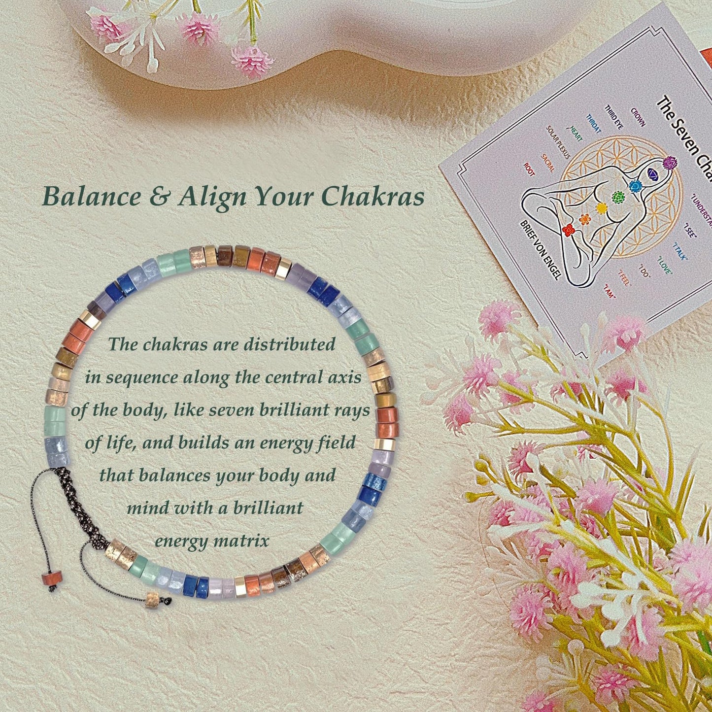 Brief von Engel Chakra Bracelets for Women, Healing Crystals Stones Bracelet, 7 Chakras Spiritual Crystal Bracelet Bangle, Yoga Meditation Relax for Womens Anxiety, Stress Relief Gifts For Women