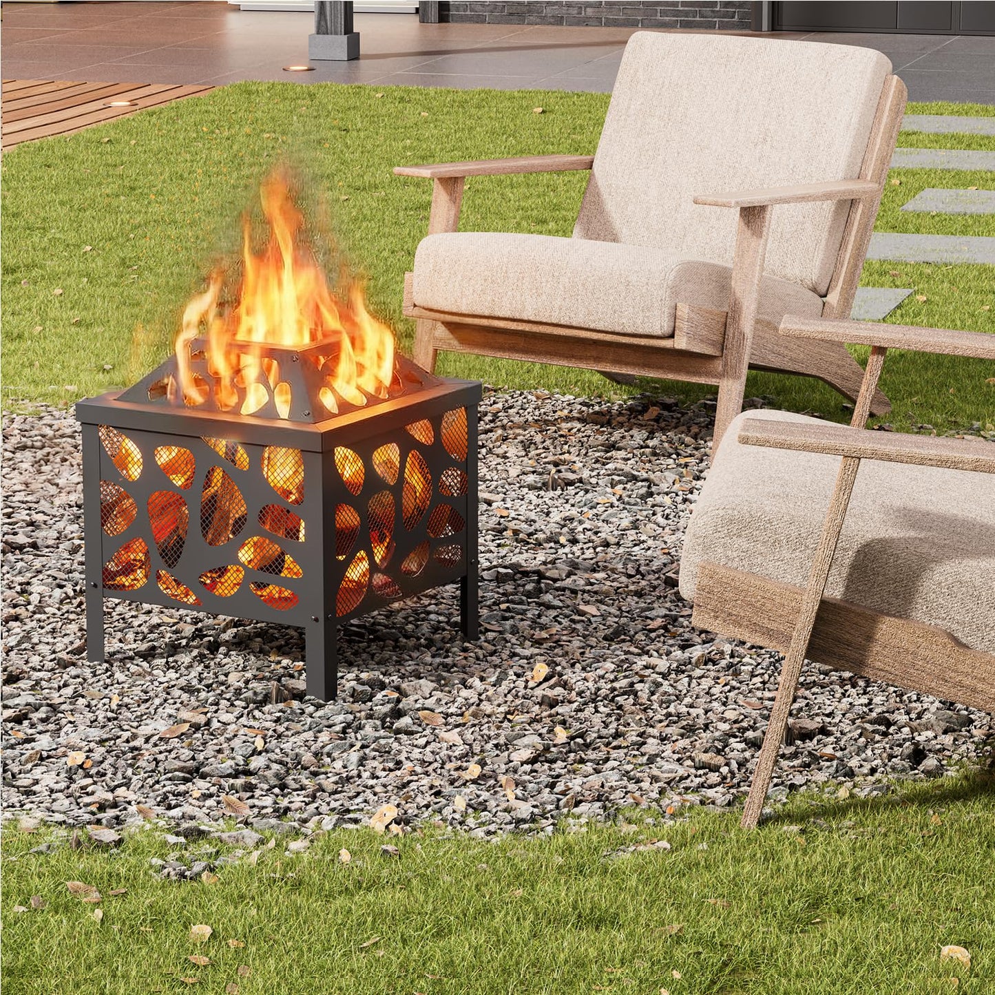 15.7 inch Small Fire Pit for Outside, Outdoor Wood Burning Fire Pit, with Anti-Spark Mesh Guard, Small Bonfire Pit,Firepit Bowl for Patio Camping Backyard Deck Picnic Porch