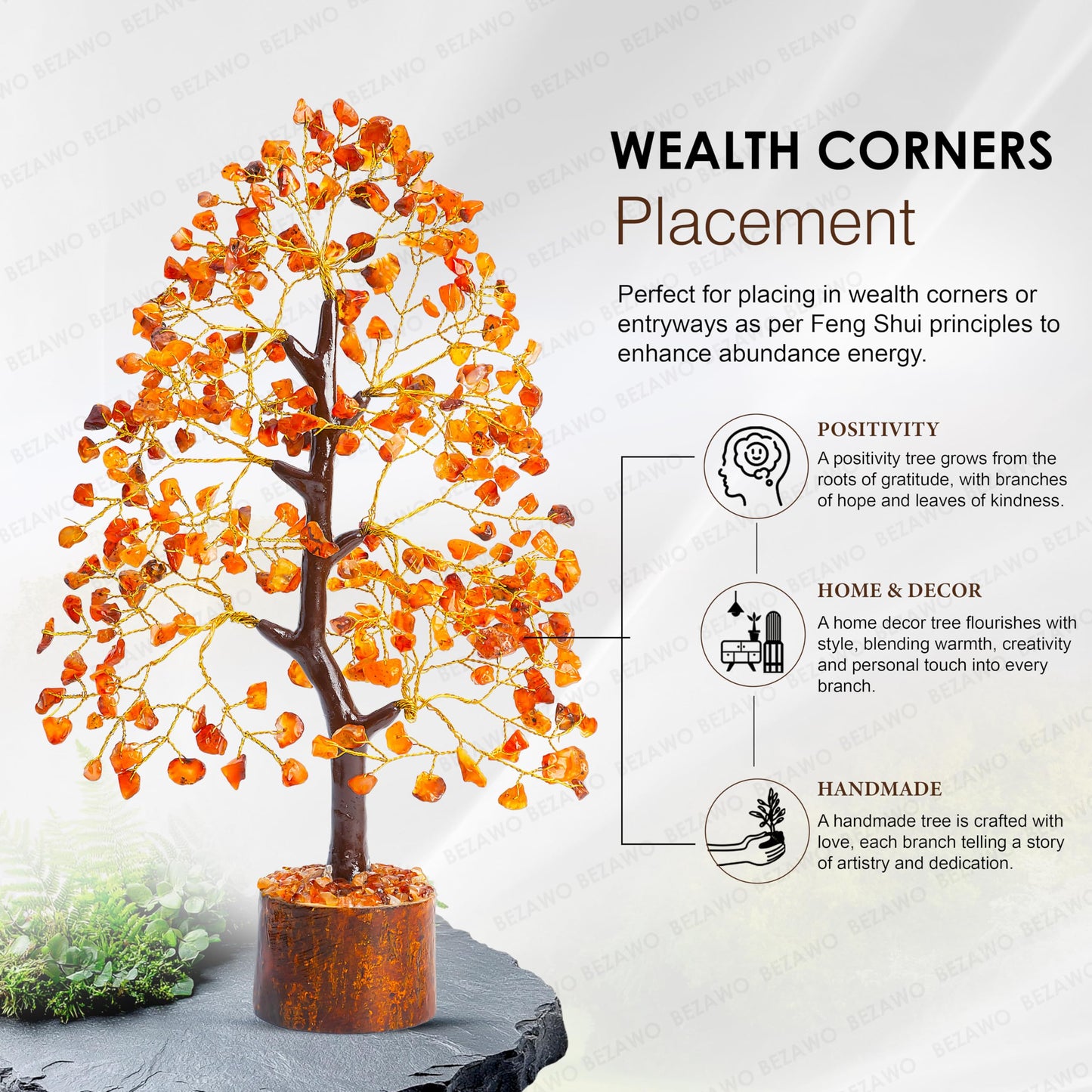 Crocon® Carnelian Crystals Tree, Birthday Gifts for Women, House Warming Gifts New Home Decor, Healing Crystals Spiritual Present, Birthday Gift for Mom, Orange Decor, Gemstones Money Tree Positivity