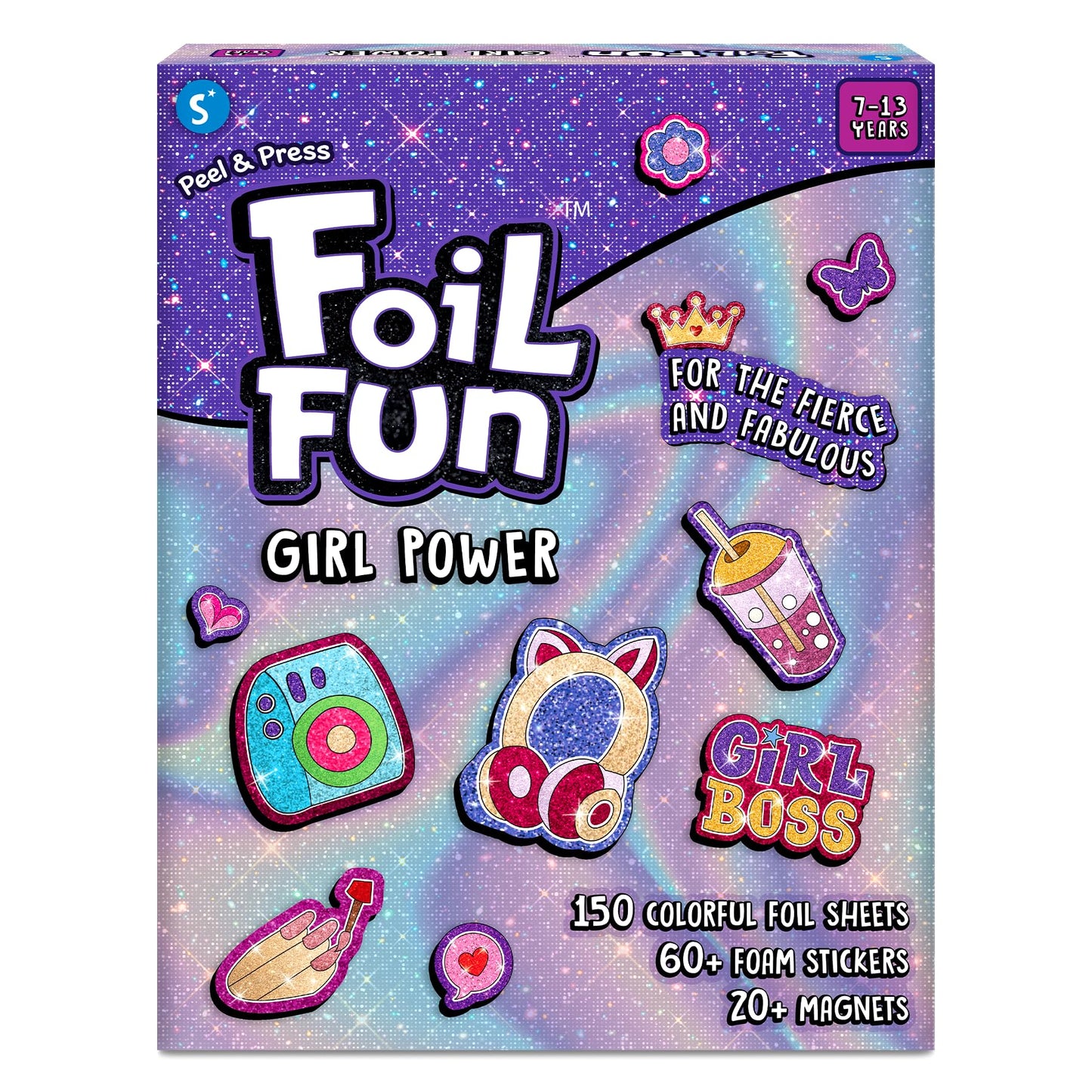 Skillmatics Foil Fun - Girl Power, DIY Foil Art Craft Kit, Mother’s Day Gift, Mess-Free Activity, 20+ Magnets & 60+ Stickers, Travel, Screen-Free Fun, Party Favor for Kids, Tweens, Teens (Ages 7-13)