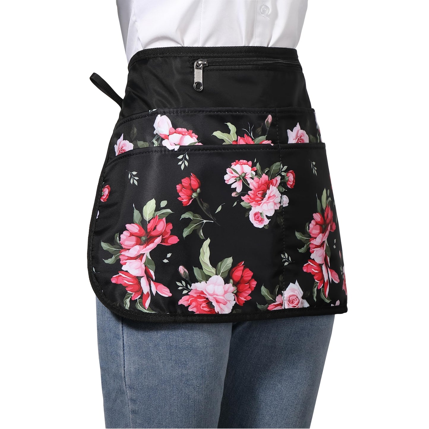 Bafelia Barber Apron with 6 Pockets, Waterproof and Bleach-proof Hair Stylist Apron for Men Women,Hairdresser Apron for Cosmetology (Peony)