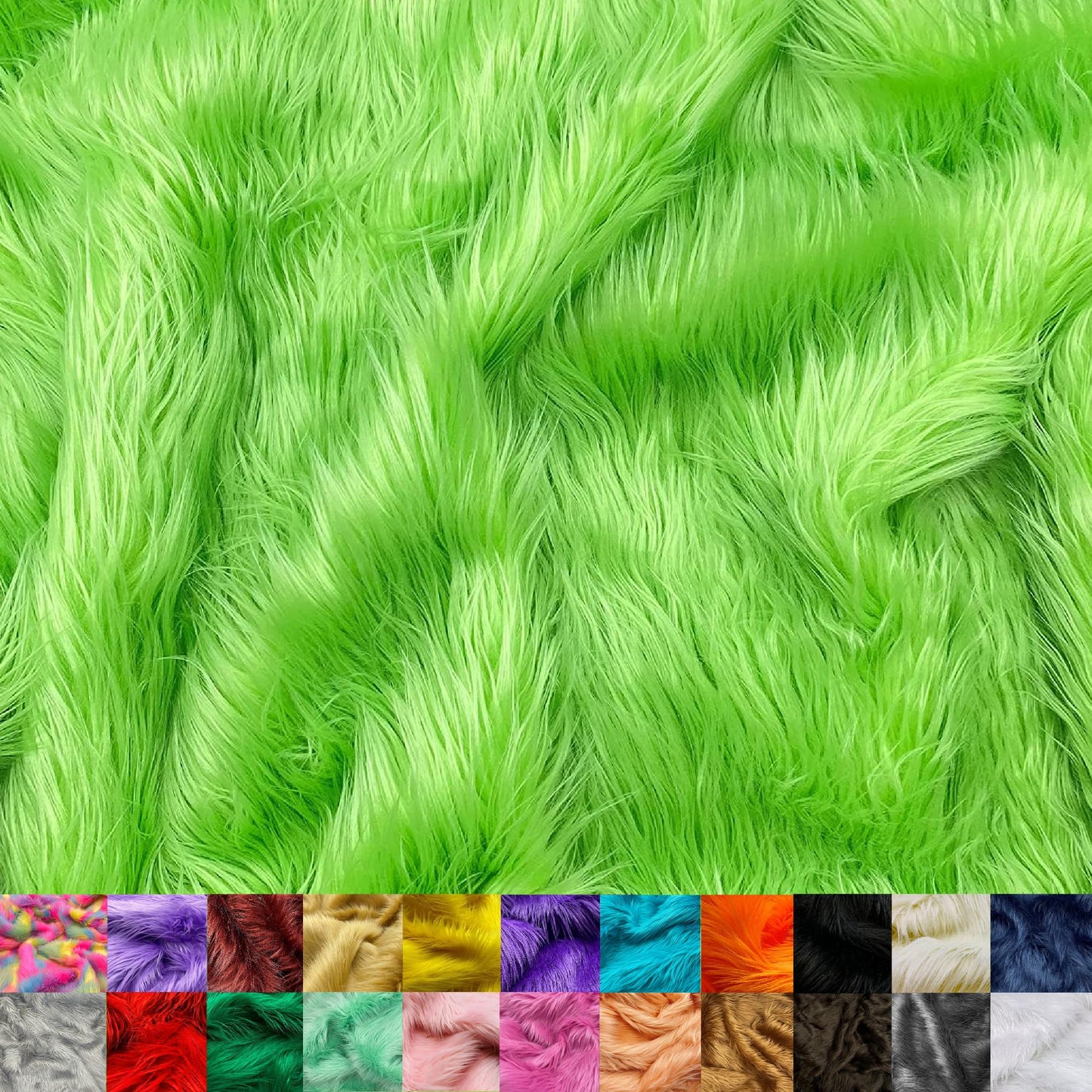 Ice Fabrics Faux Fur Fabric by The Yard - 60 Inches Wide Super Soft and Fluffy Shaggy Mohair Fur Fabric for Costumes, Apparel, Rugs, Pillows, Decorations and More - Lime Green - Half Yard