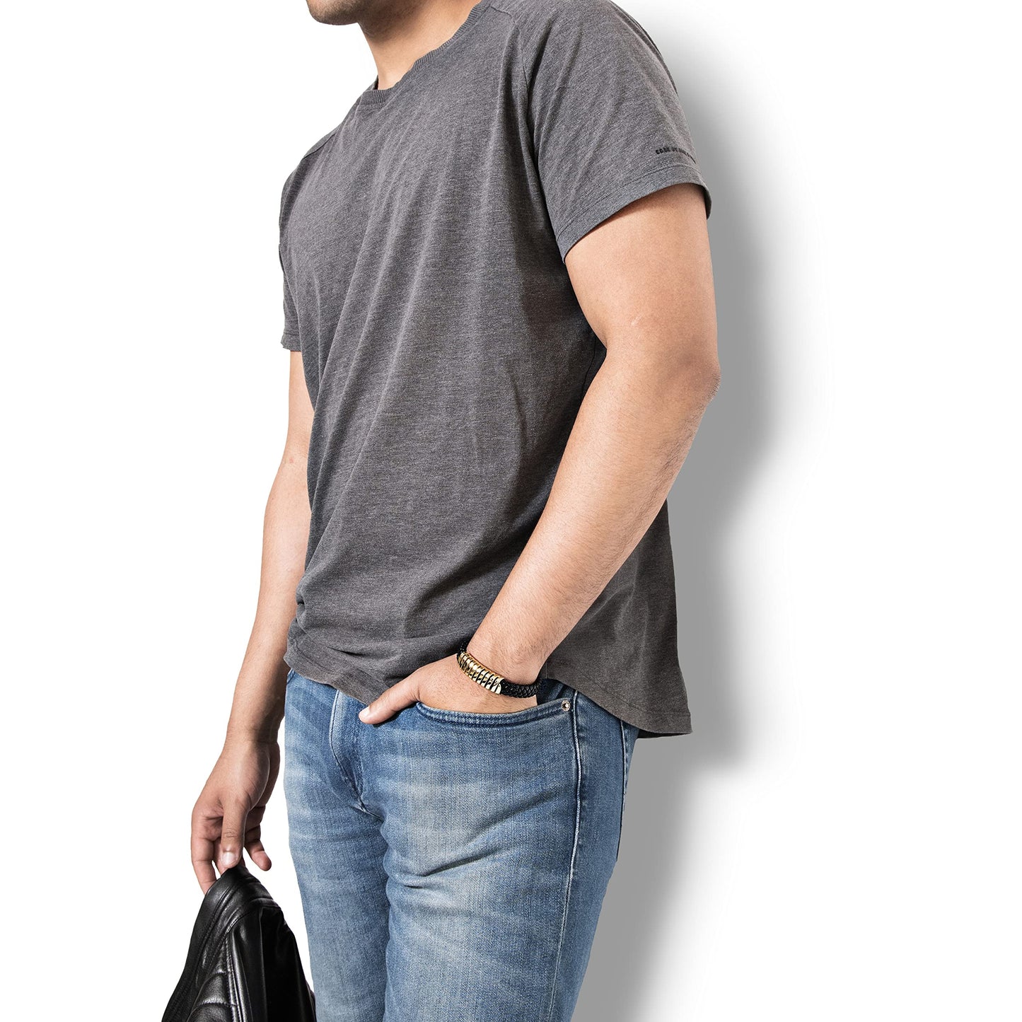 SERASAR Pulseras para hombre 23cm Oro, Caja de regalo, Piel vaca genuina trenzada, Cierre magnético ajustable, Envoltura multicapa, Joyero, Cuerda s, Accesorios joyería