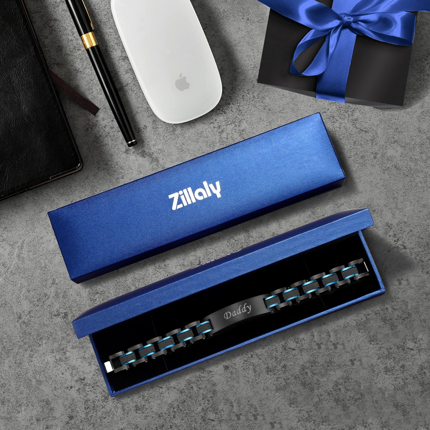 Zillaly Men's Bracelet Two-Color Diamond Hip-hop Jewelry Gift Birthday Jewelry Gift Husband Boyfriend
