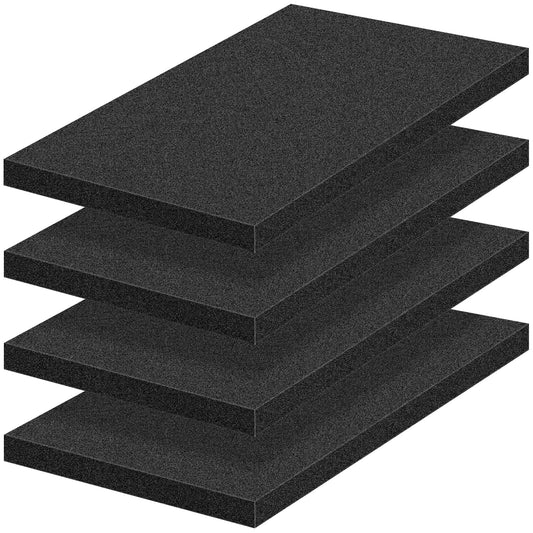 4 PCS Polyurethane Foam Sheets 16" L x 12" W x 1" T Packing Foam Inserts Cuttable Craft Foams Cushion Foams High Density Foam Pads for Case, Tool Box, Game Box, Camera, Jewelry, DIY Craft, Black