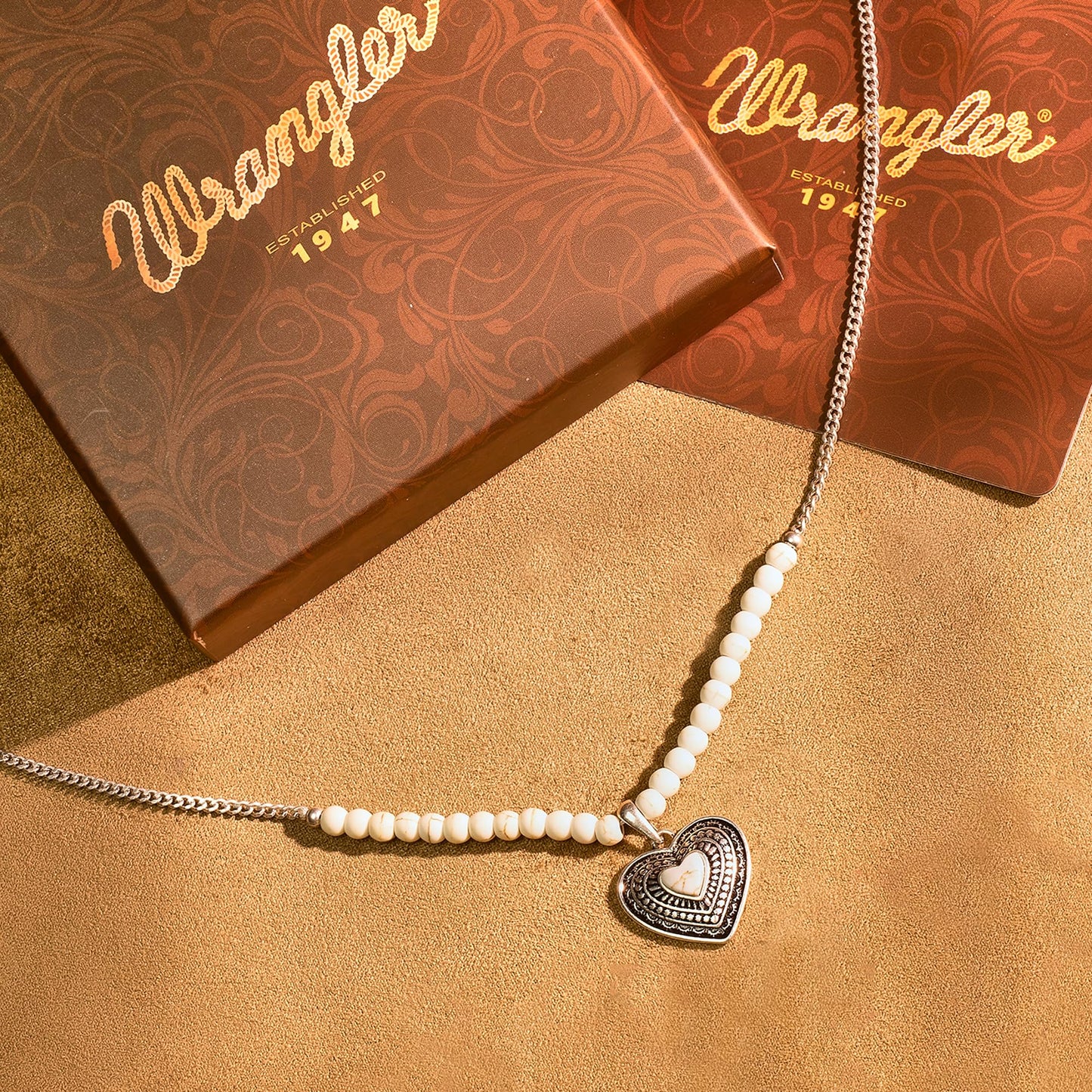 Montana West Wrangler Western Pendant Necklace for Women 14k Gold Silver Heart Statement Turquoise Cowgirl Vintage Trendy Fashion Jewelry WNS-2021S-WT