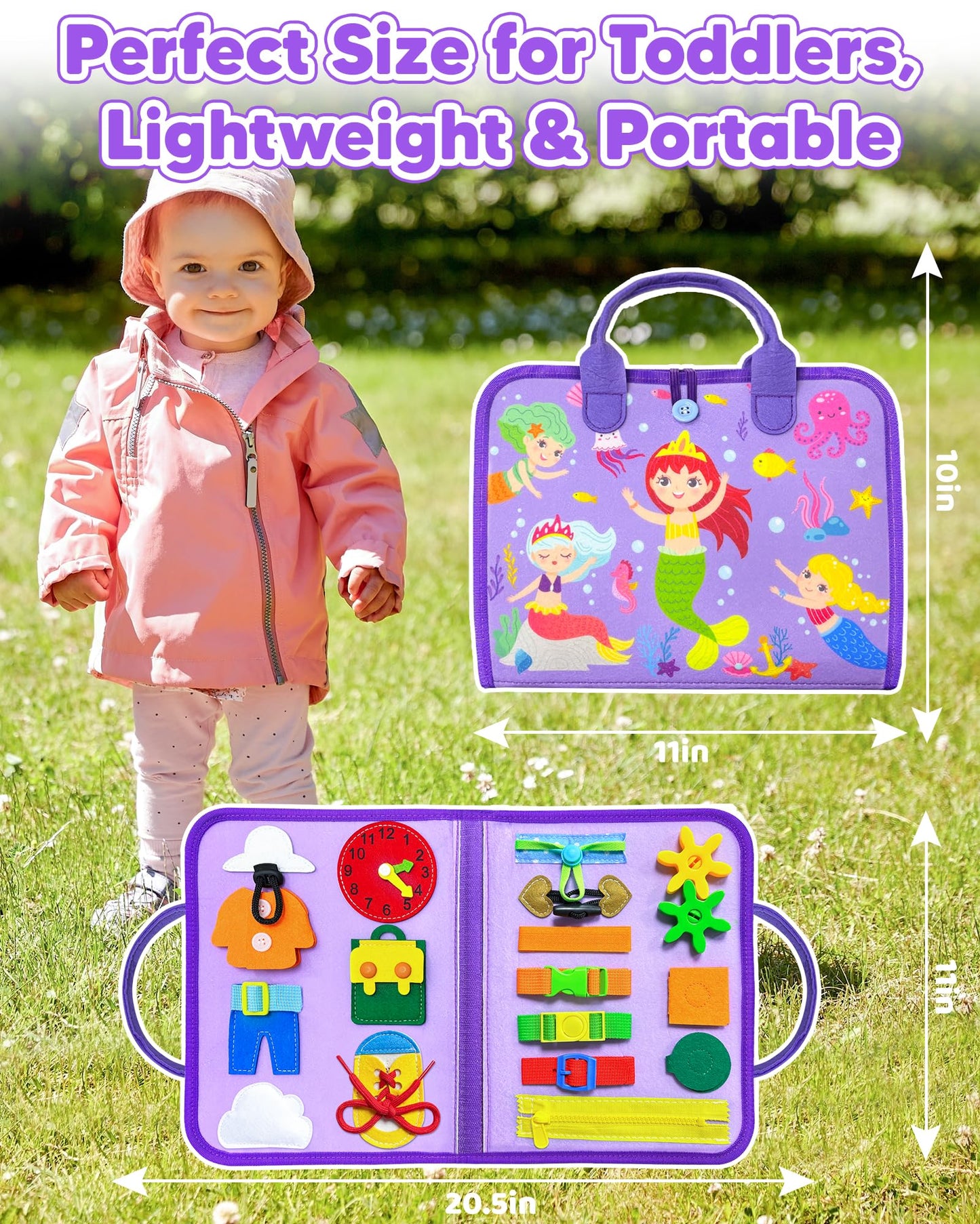 Walenty Busy Board Montessori Toys for Toddler Boy Girl Birthday Gifts, Busy Book Sensory Learning Toys for Toddlers, Educational Activities Airplane Car Travel Toy for Toddlers