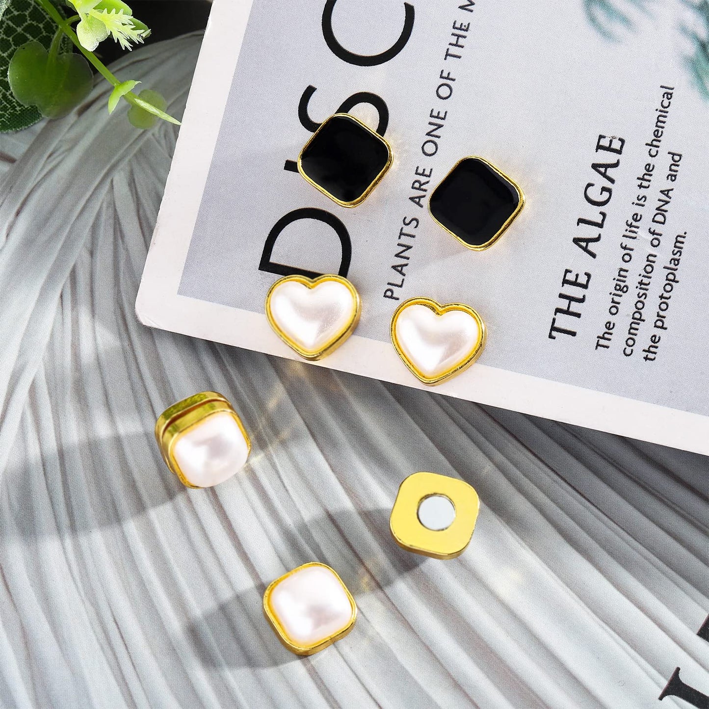 NEWITIN 9 Pairs Magnetic Stud Earrings for Women Clip on Earring Magnet Studs Inlaid Cubic Zirconia Pearl Stud Earring Fashion Non Piercing Magnetic Earrings for Women Men