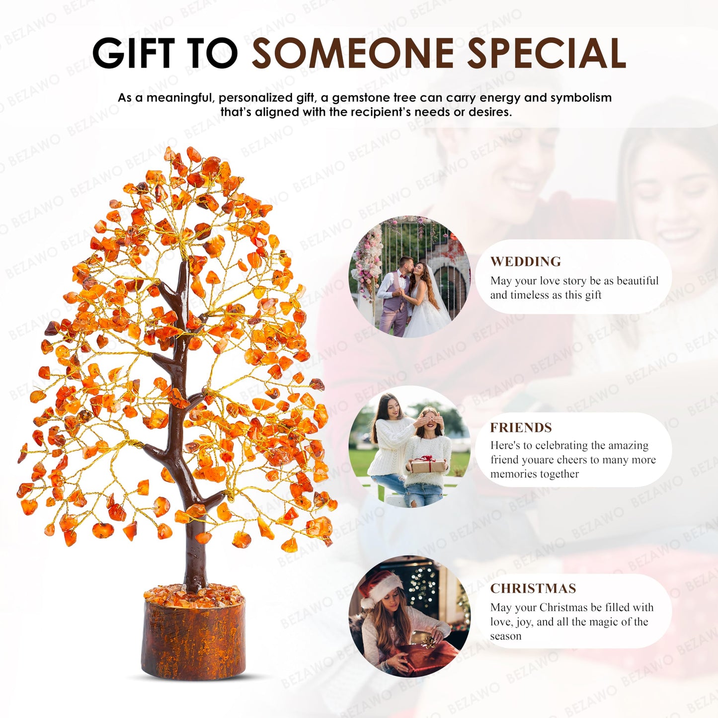 Crocon® Carnelian Crystals Tree, Birthday Gifts for Women, House Warming Gifts New Home Decor, Healing Crystals Spiritual Present, Birthday Gift for Mom, Orange Decor, Gemstones Money Tree Positivity
