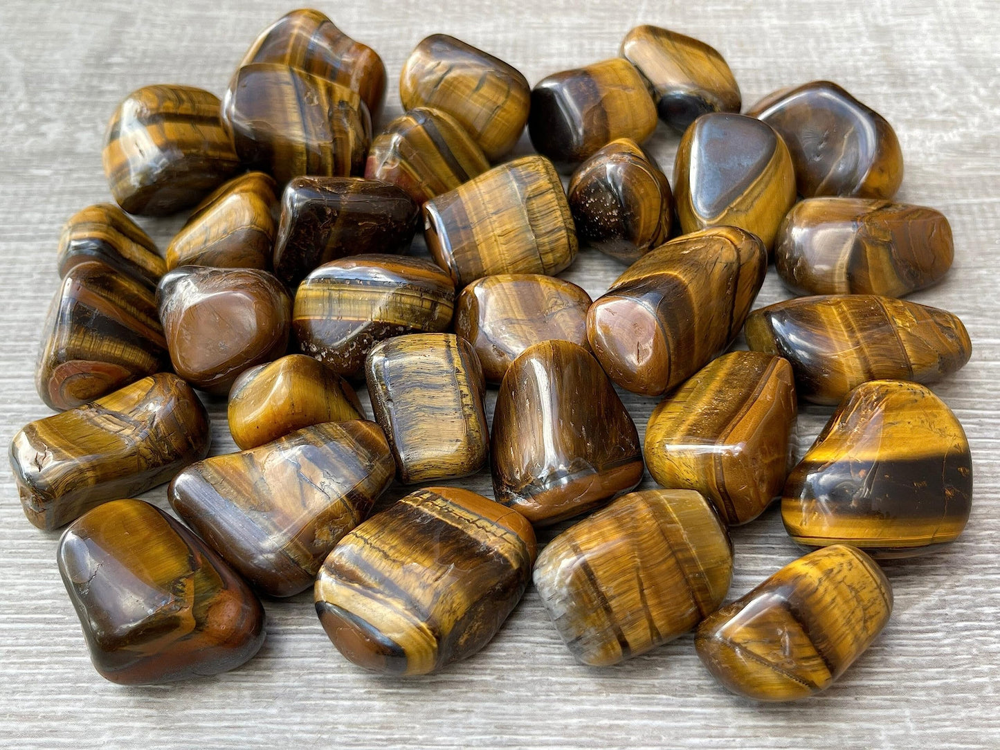 GAF TREASURES Wholesale Tiger Eye Tumbled Stones, Polished Natural Tiger Eye Gemstone, Tiger Eye Polished Rocks (Tiger Eye, 0.25 Pound)