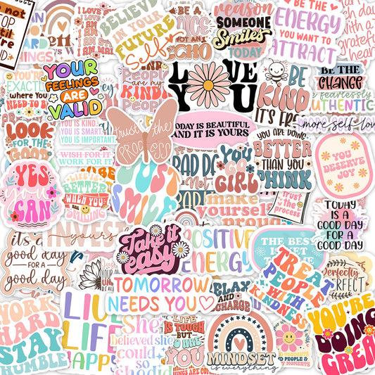 300PCS Motivational & Affirmation Stickers by Puraesla – for Vision Board, Positive Inspirational Decals for Water Bottles, Laptops, Planners, Journals, Scrapbooks & Teachers