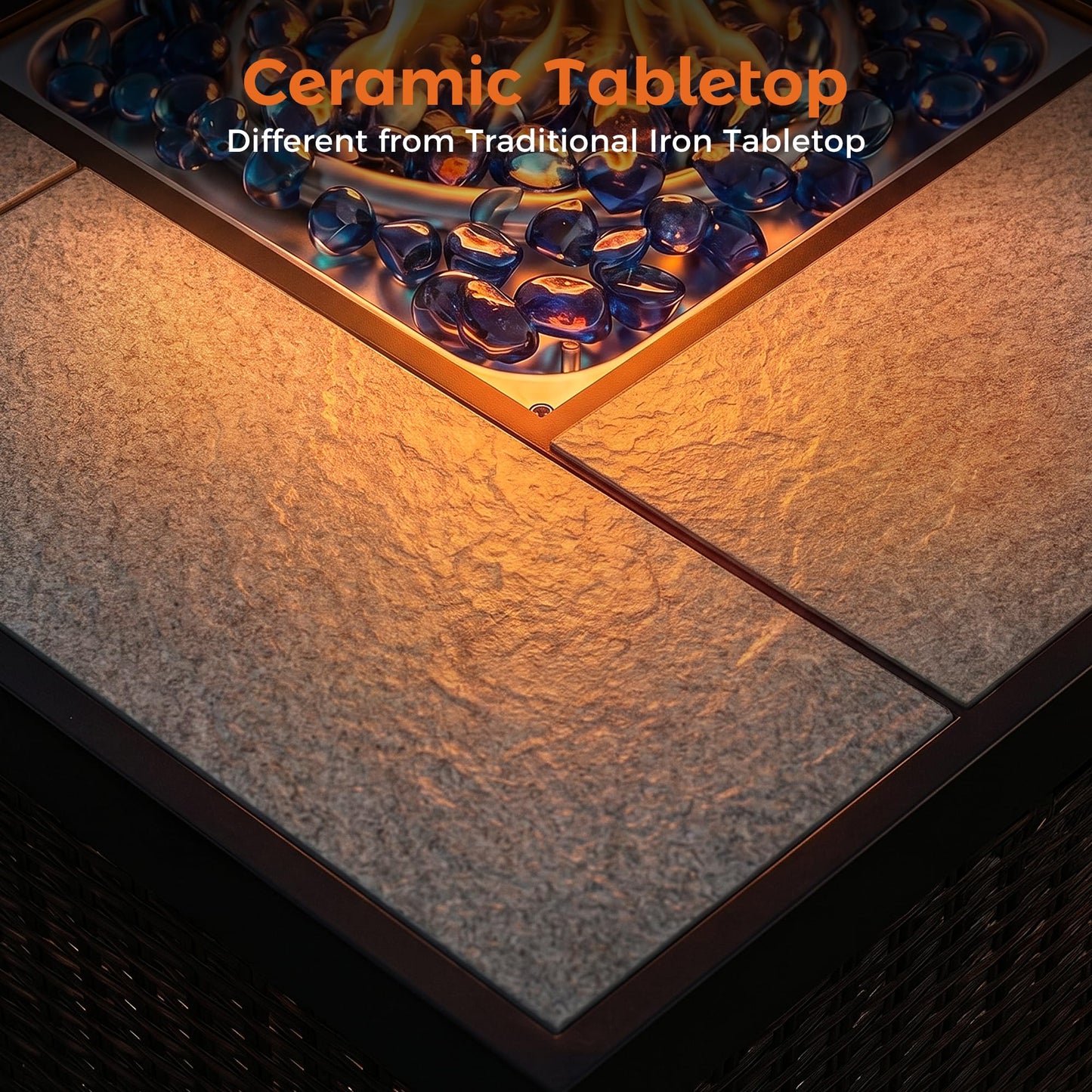 BALI OUTDOORS Propane Gas Fire Pit Table 32 inch 50,000 BTU Square Gas Firepits for Outside, Brown
