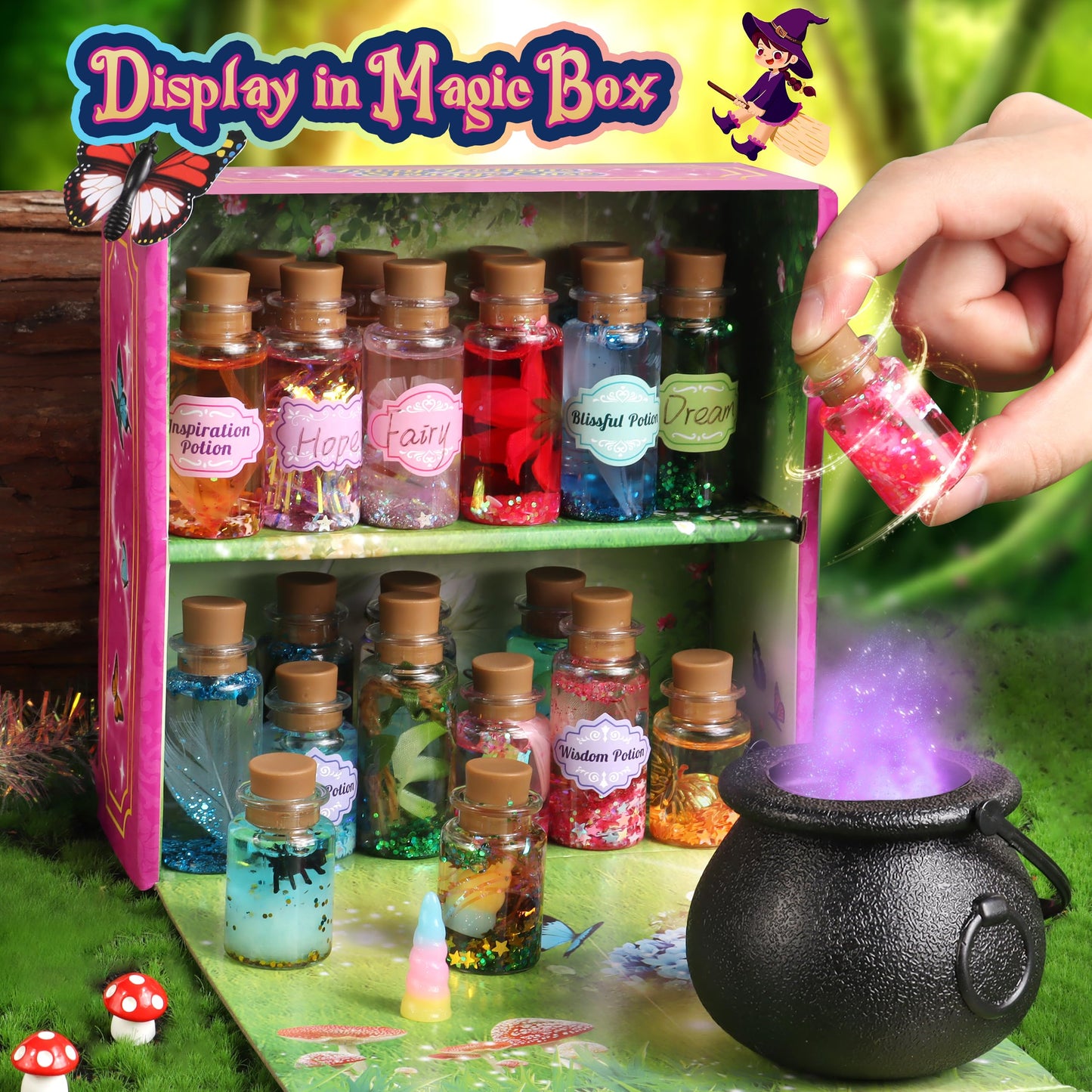 wookidel Fairy Magic Craft Kit for Kids with 20PCS Potion Bottles - Fairy Magical Potions Making Craft Kit - Gift for Christmas, Birthday, Creative Art Crafts Kits for Girls Boys 6 7 8 9 10 Year Old