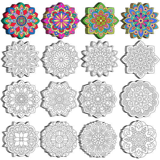 48 Pcs Mandala Coloring Cutouts Set DIY Your Own Mandala Cards Mandala Painting Poster Stress Relieving Activity Crafts Art for Teens Adults Home Classroom Decorations Favors Supplies 12 Designs