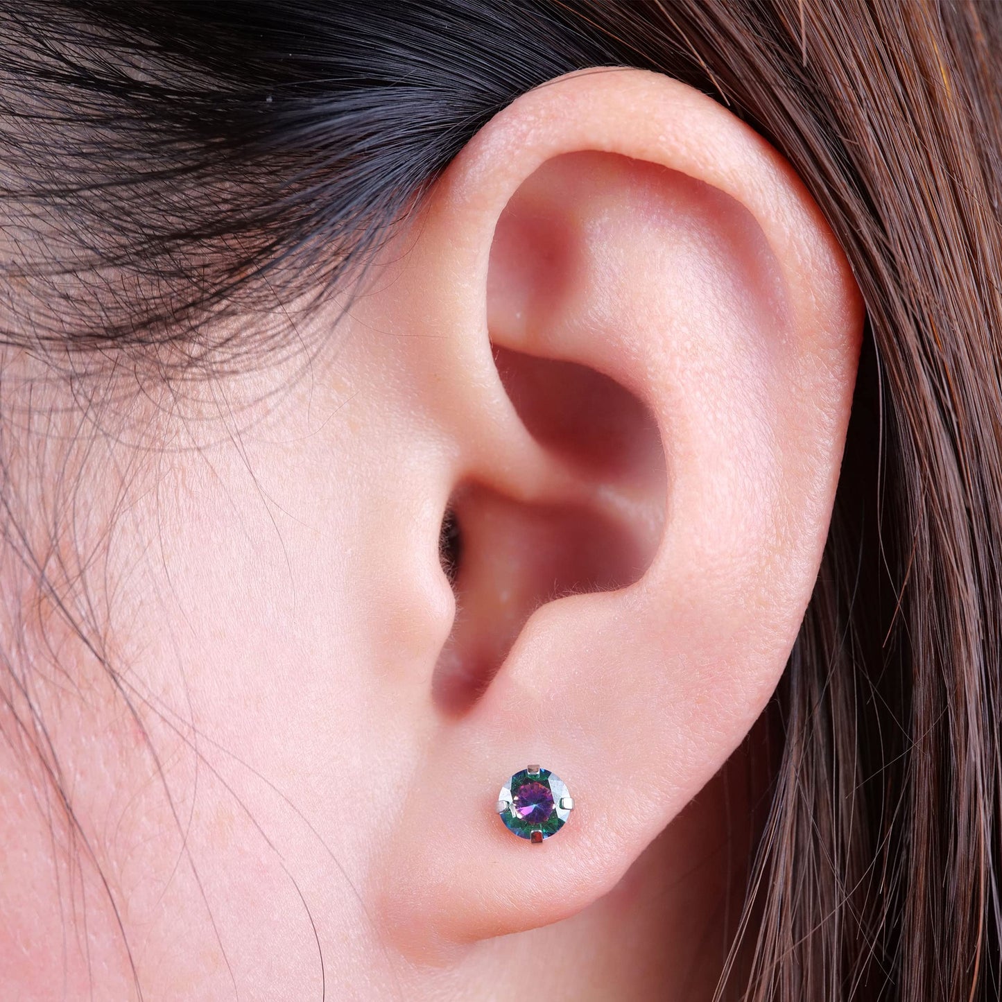 Limerencia Hypoallergenic G23 Titanium Earrings, F136 Implant Grade Pure Titanium, Suitable for Sensitive Ears with Birthstone Crystals CZ Simulated Diamonds (Rainbow Quartz)