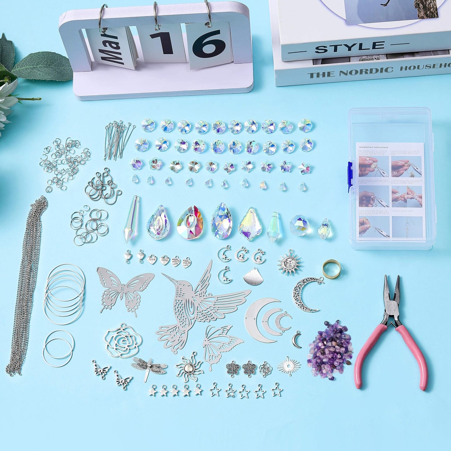 IcosaMro 420PCS Suncatcher Arts and Crafts for Adults Crystal Sun Catcher Crafts Kit for Adults Suncatchers DIY Making Supplies for Indoor Window Hanging, Outdoor Garden Decor Wedding Christmas