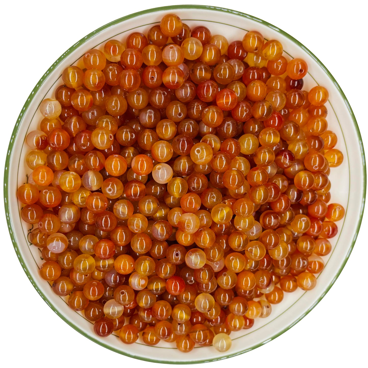 WHNKFB 8mm 50PCS Natural Red Agate Round Beads, Banded Loose Gemstone Beads for Jewelry Making Craft - 4mm 6mm 8mm 10mm Options with Free Elastic Cord