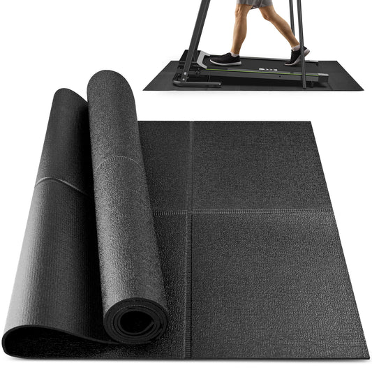 Rellfit Foldable Rubber Treadmill Mat - Exercise Bike Mat with Waterproof Non-Slip Shock Absorption, Exercise Equipment Mat to Protect Floor for Home Gym Workout