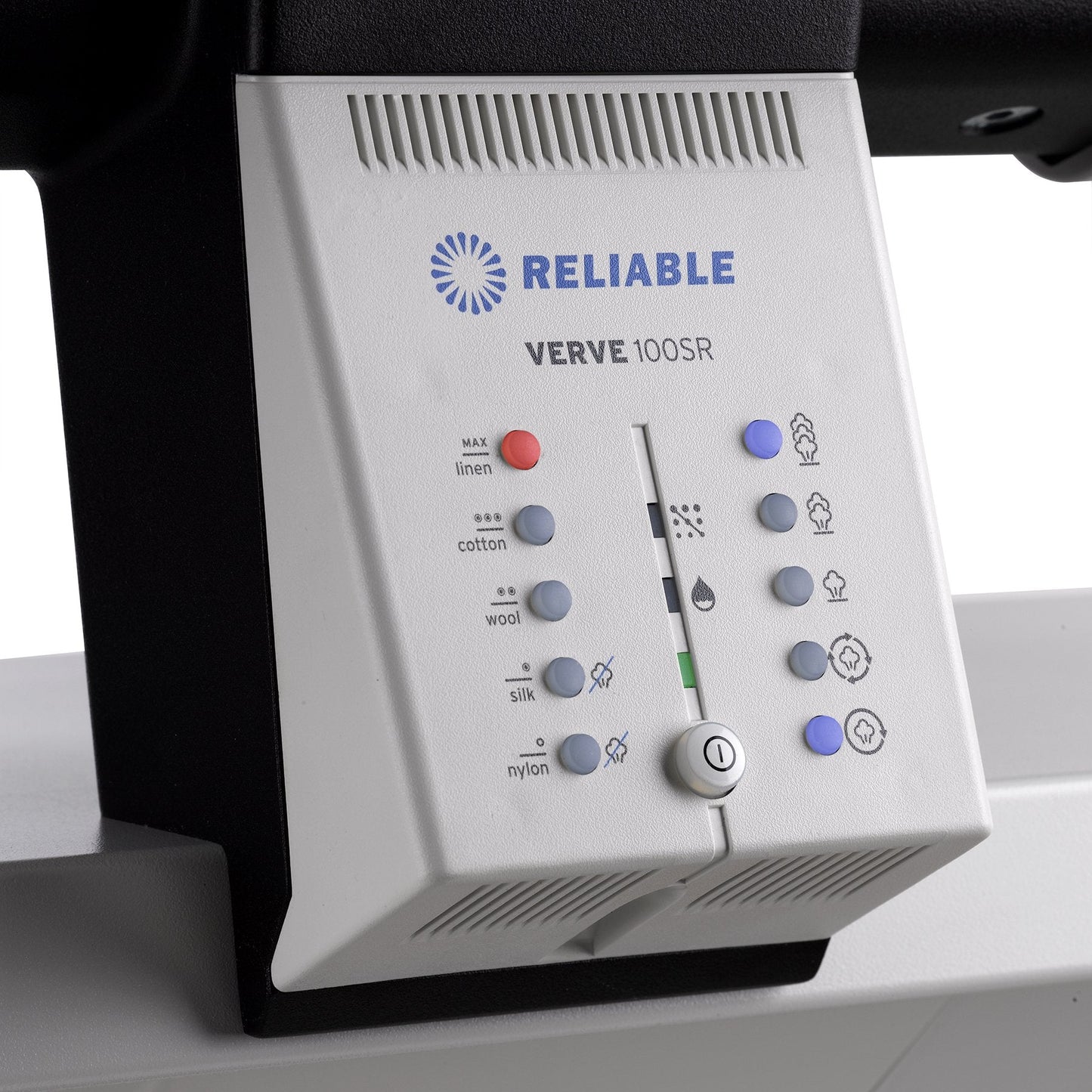 Reliable 100SR Rotary Steam Press - Verve Steam Press With Foot Pedal Control, 3 Steam Settings, Variable Speed, Dual-End Feed for Ironing Long Sheets, 1800W Heating Element, Safety Release Lever