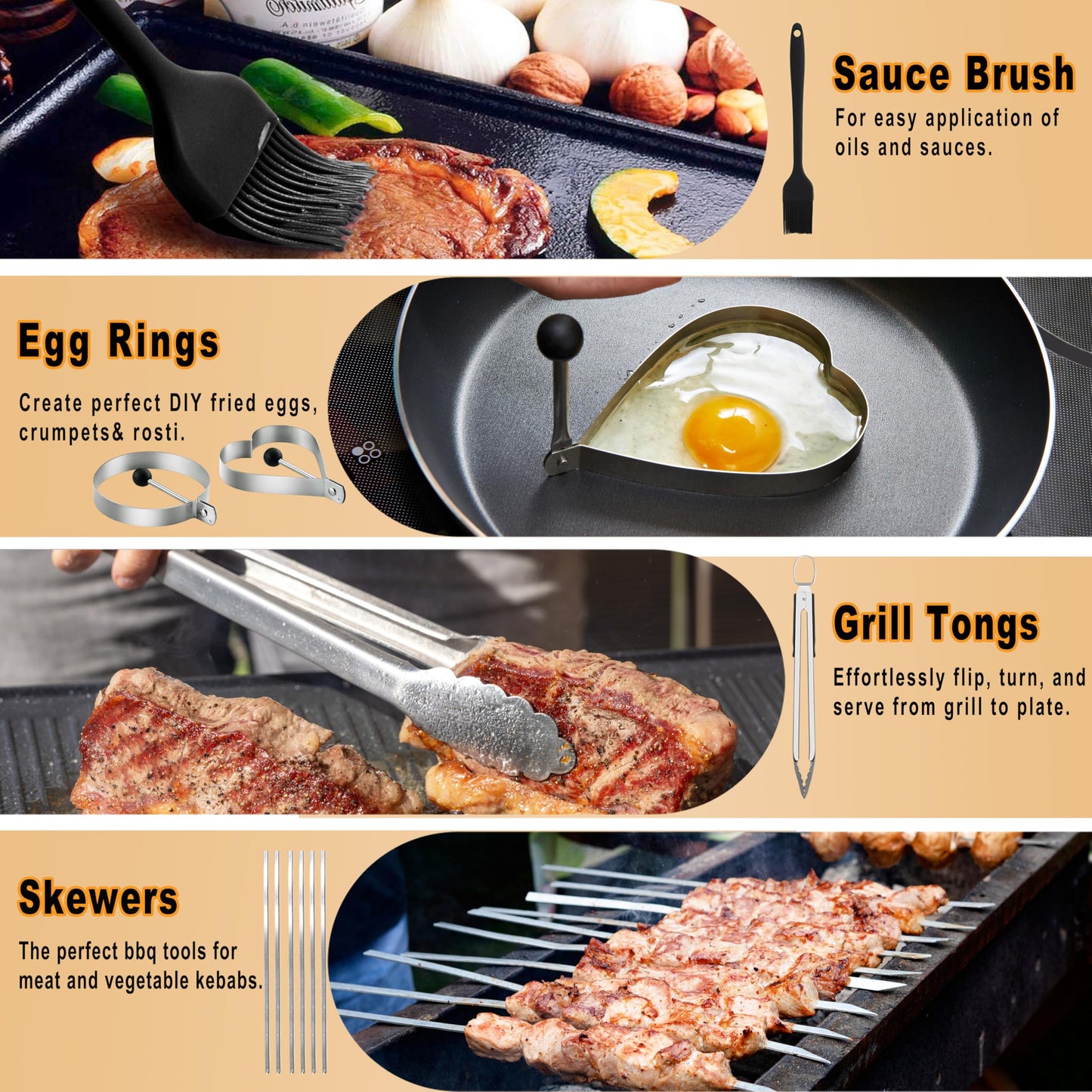 purechef 238PCS Premium Griddle Accessories Kit, Griddle Tools for Flat Top Grill with Enlarged Spatulas, Burger Press, Basting Cover & Storage Bag, Flat Top Grill Accessories for Outdoor Barbecue