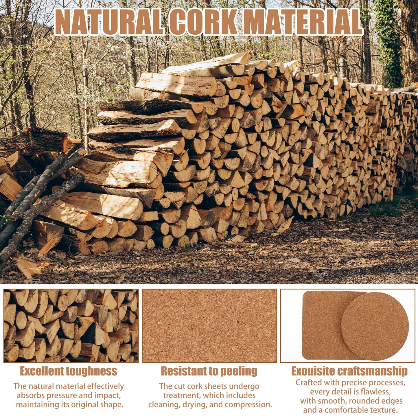 80 Pieces Cork Coasters for Drinks, Thicken Absorbent Blank Coasters for DIY Crafts Laser Engraving Sublimation Wood Burning Plants Painting Housewarming Gifts Wedding Education, 4 Inch