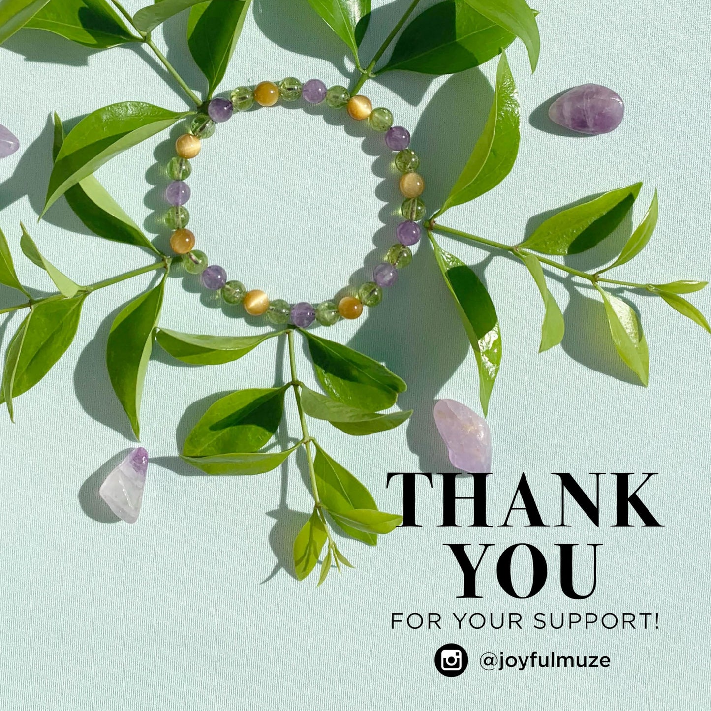 Joyfulmuze Green Peridot Yellow Tiger’s Eye Purple Amethyst, Gemstones Stretch Bracelet, Handmade Spiritual Jewelry, Healing Chakra Bracelet, Gifts for Women, 6mm, 7”(Peridot - Tiger’s Eye - Amethyst)