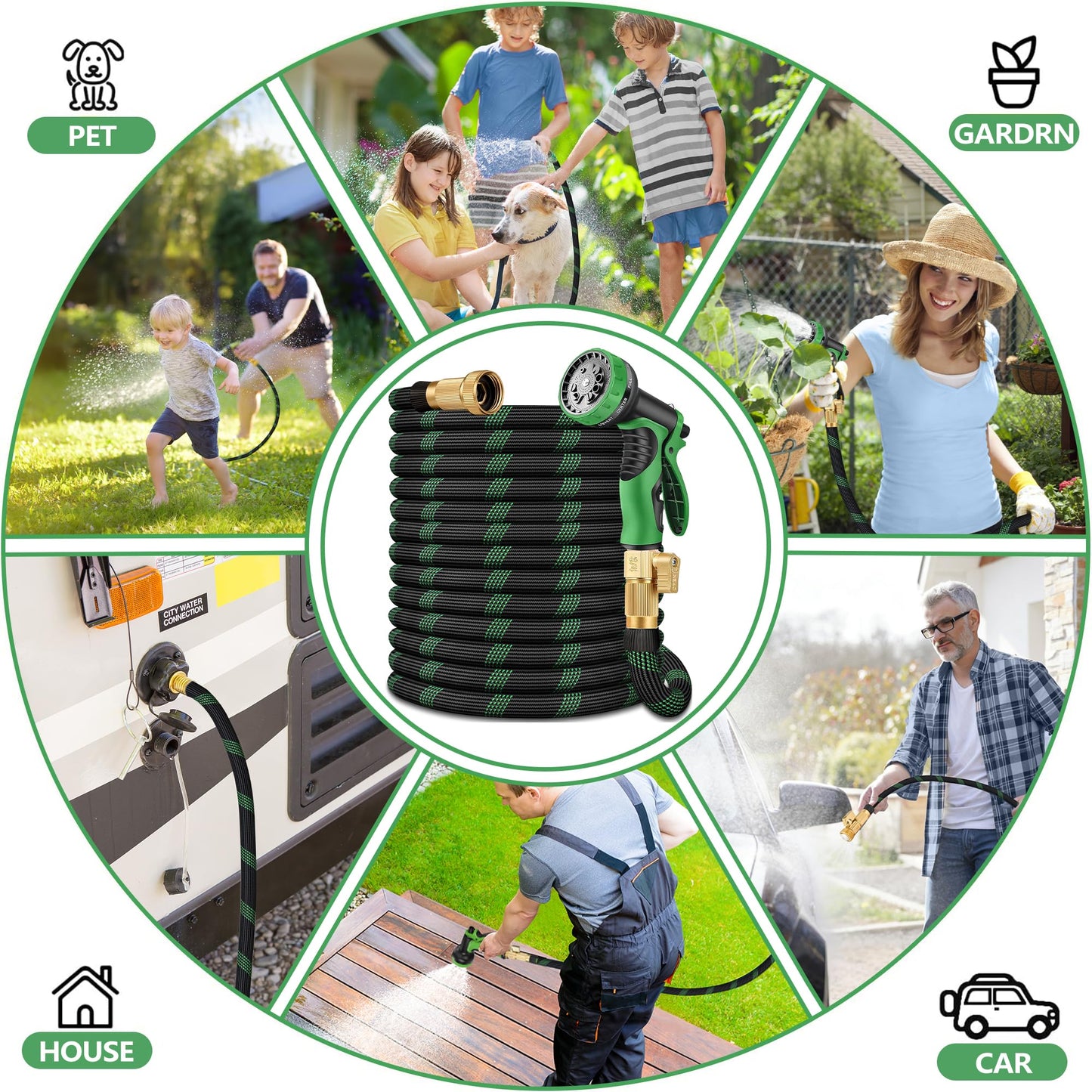 100 FT Non-Expanding Garden Hose, 2026 New Upgrated Non-Expandable Garden Water Hose - Ultra-Light & Flexible Burst-Resistant, Kink-Free Garden Hoses, All-Weather Use for Lawns, Gardens,Outdoor