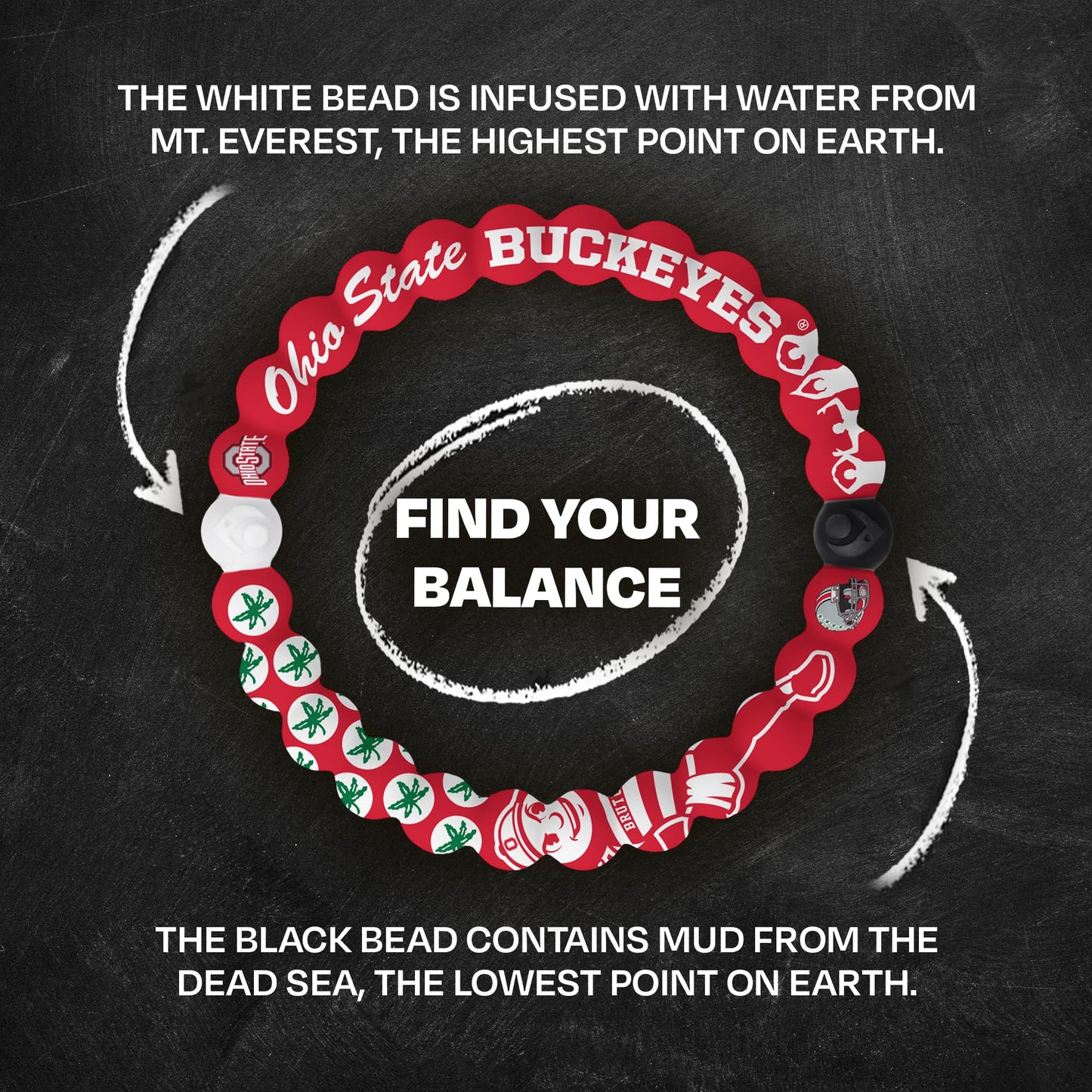 Lokai Collegiate Silicone Beaded Bracelet for Women & Men (Ohio State University, Medium) - Stylish & Colorful Bead Bracelet Fashion Jewelry - Bangle Slide-On Style Over Wrist for Comfortable Fit