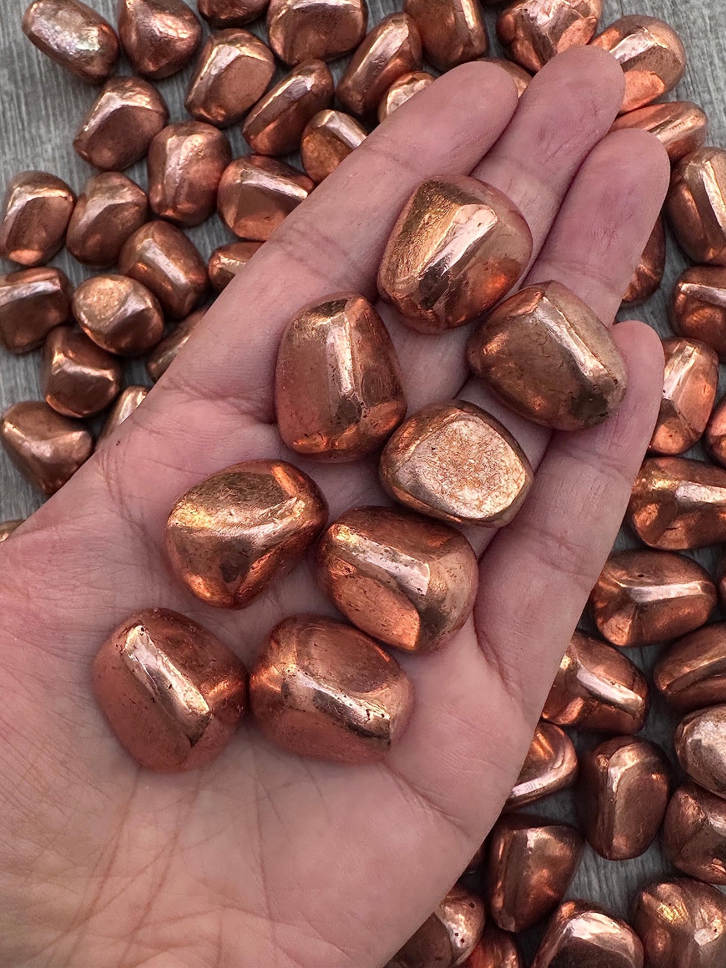 GAF TREASURES 5 Pcs Copper Tumbled Stones, Polished Natural Copper Gemstone, Copper Healing Crystals (Copper)