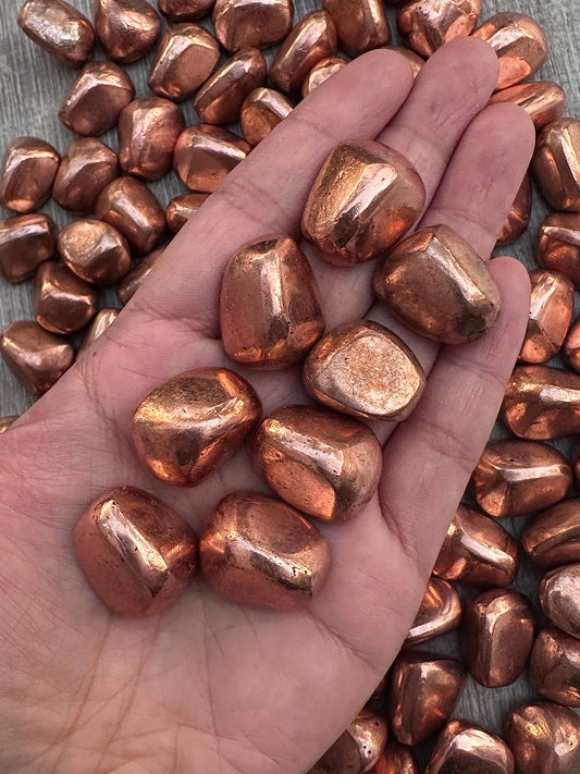 GAF TREASURES 5 Pcs Copper Tumbled Stones, Polished Natural Copper Gemstone, Copper Healing Crystals (Copper)