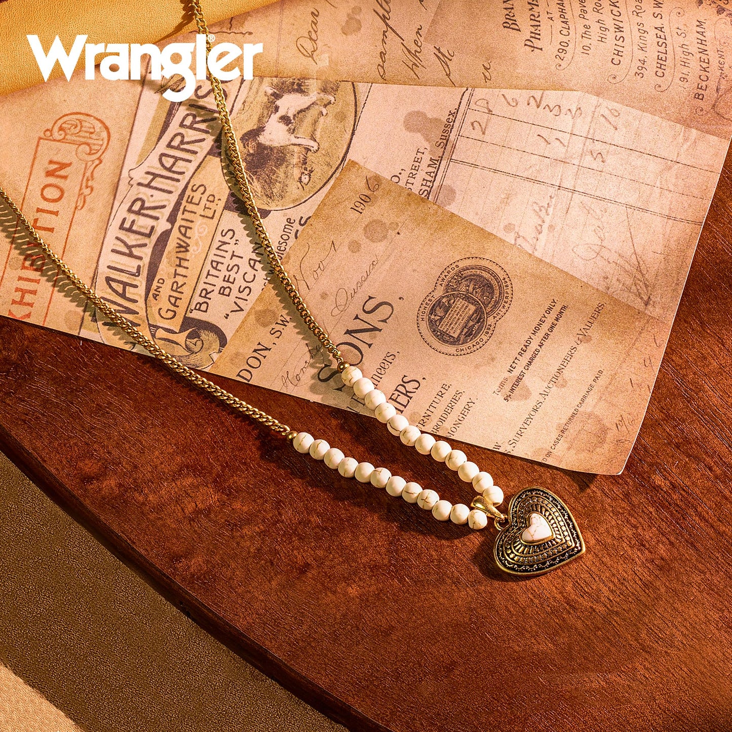 Montana West Wrangler Western Pendant Necklace for Women 14k Gold Silver Heart Statement Turquoise Cowgirl Vintage Trendy Fashion Jewelry WNS-2021G-WT