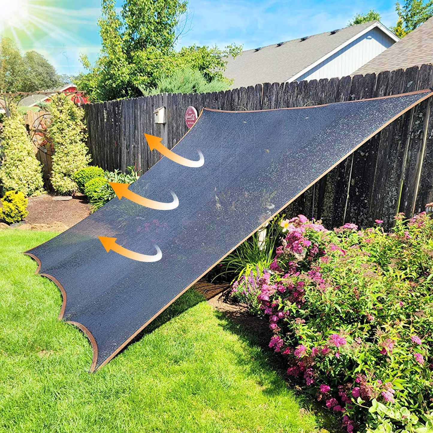 QLOFEI 60-70% Shade Cloth with Grommets, Sunblock Shade Sail Mesh Tarp for Plant Greenhouse, Easy to Hang Shade Cloth for Patio Kennel Chicken Coop Lawn Garden Shade Neting Cover, 10x15 FT