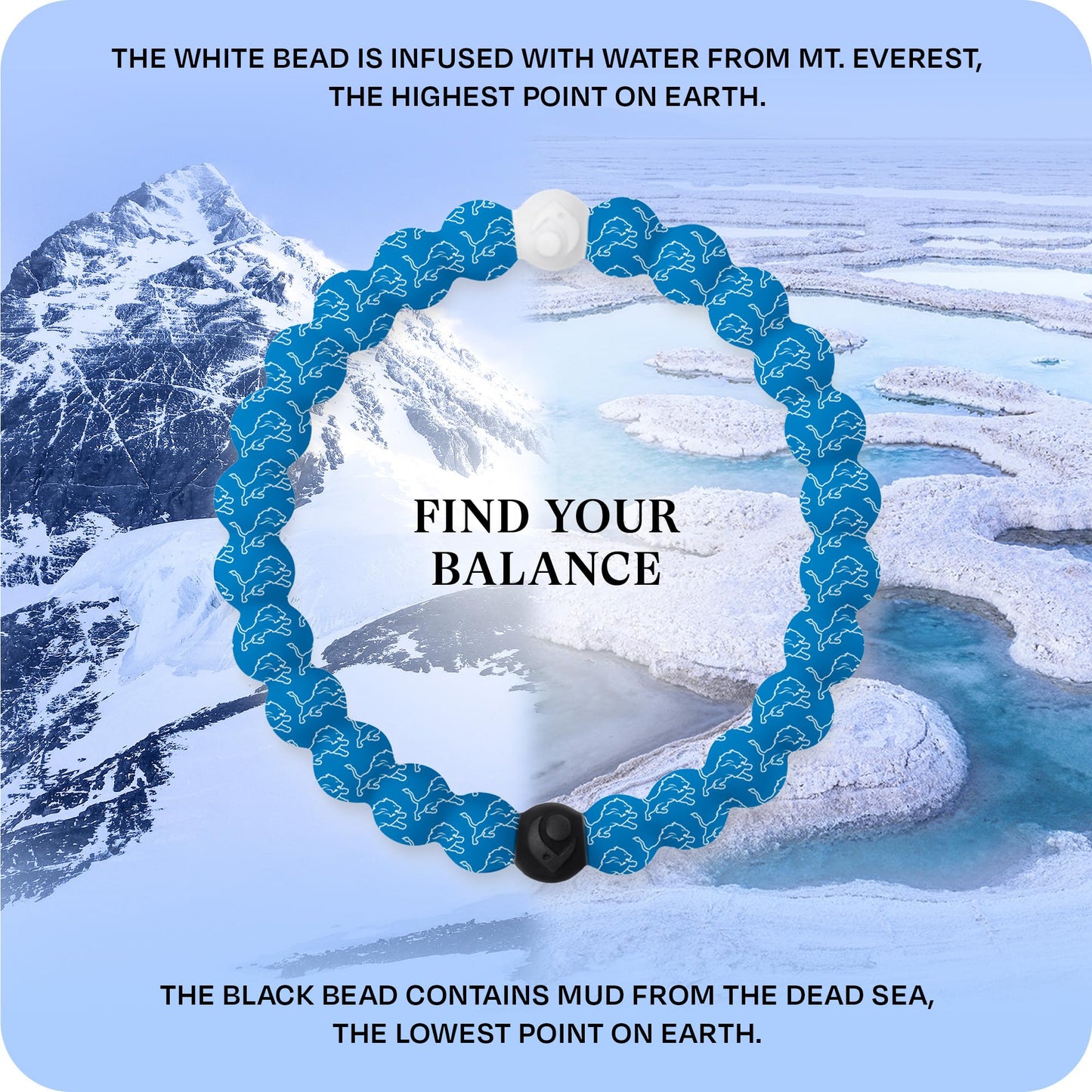 Lokai Silicone Beaded Bracelet for Men & Women, NFL Football Collection - Detroit Lions, Medium - Silicone Jewelry Fashion Bracelet Slides-On for Comfortable Fit