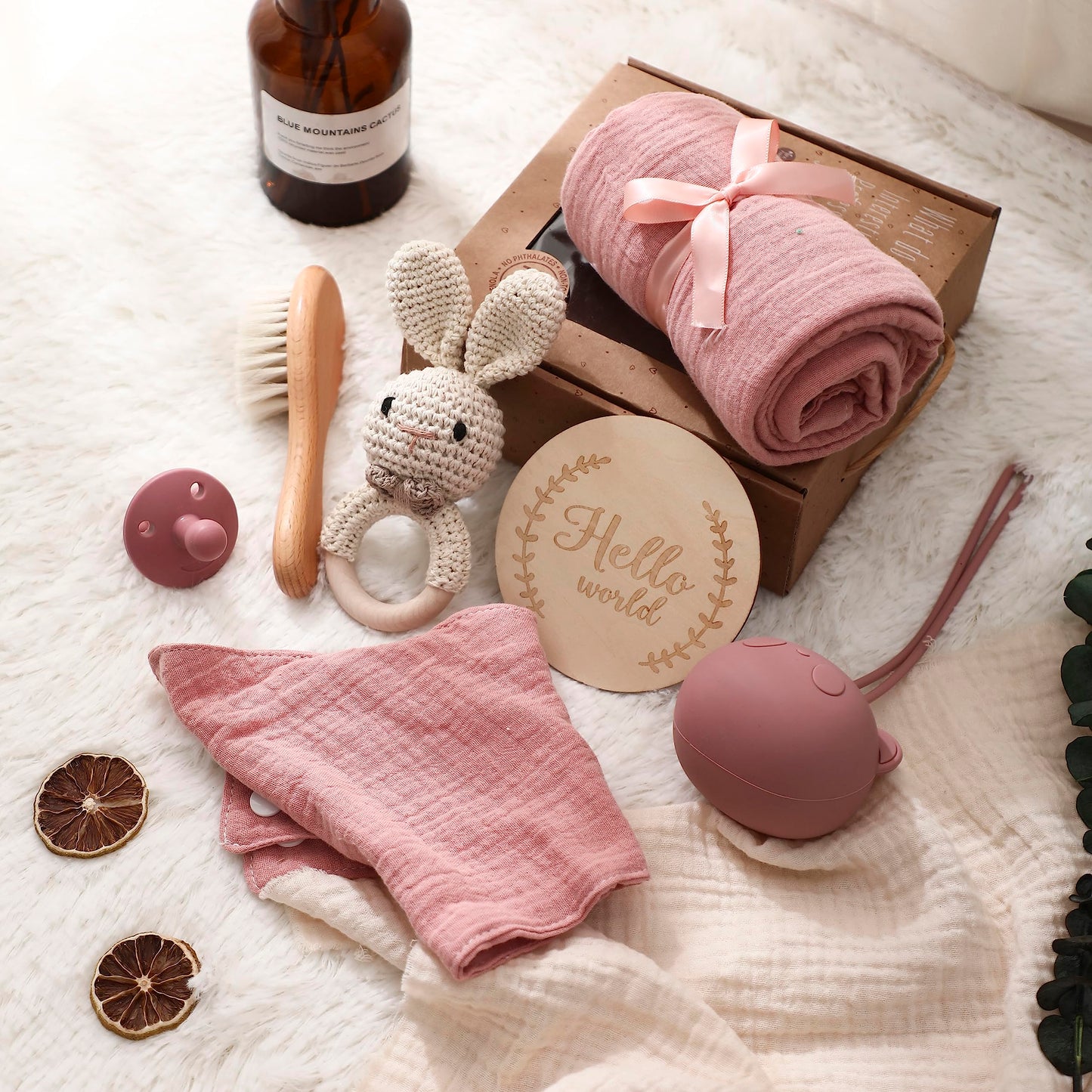 EERKEOD Baby Gift Set for Newborn New Baby Gift Set - Newborn Baby Essentials Baby Bath Set with Baby Blanket Baby Rattle - New Born Baby Girls Gift & Baby Boy Gifts for Baby Shower