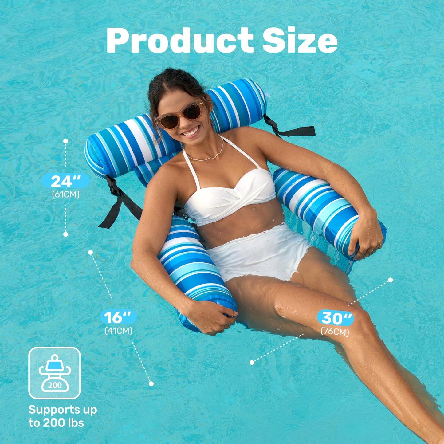 Sloosh Pool Floats Chairs Adult, 2 Packs Inflatable Pool Lounge Chairs,Blow up Hammock Pool Noodles Floats for Adults,Stripe Pattern Floating Water Chair for Pool Lake River(Stripe)