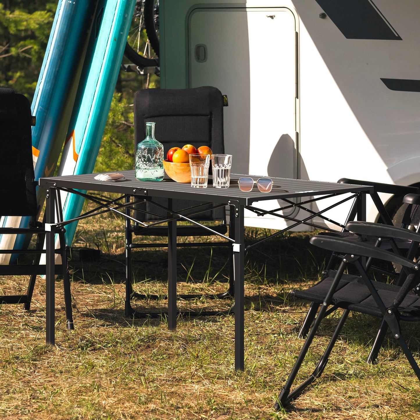 OUTSIDER Folding Camping Table with Aluminum Roll-up Tabletop Portable Lightweight Beach Table with Carry Bag for Outdoor Cooking, Picnic, BBQ, Travel, Backyard Style1