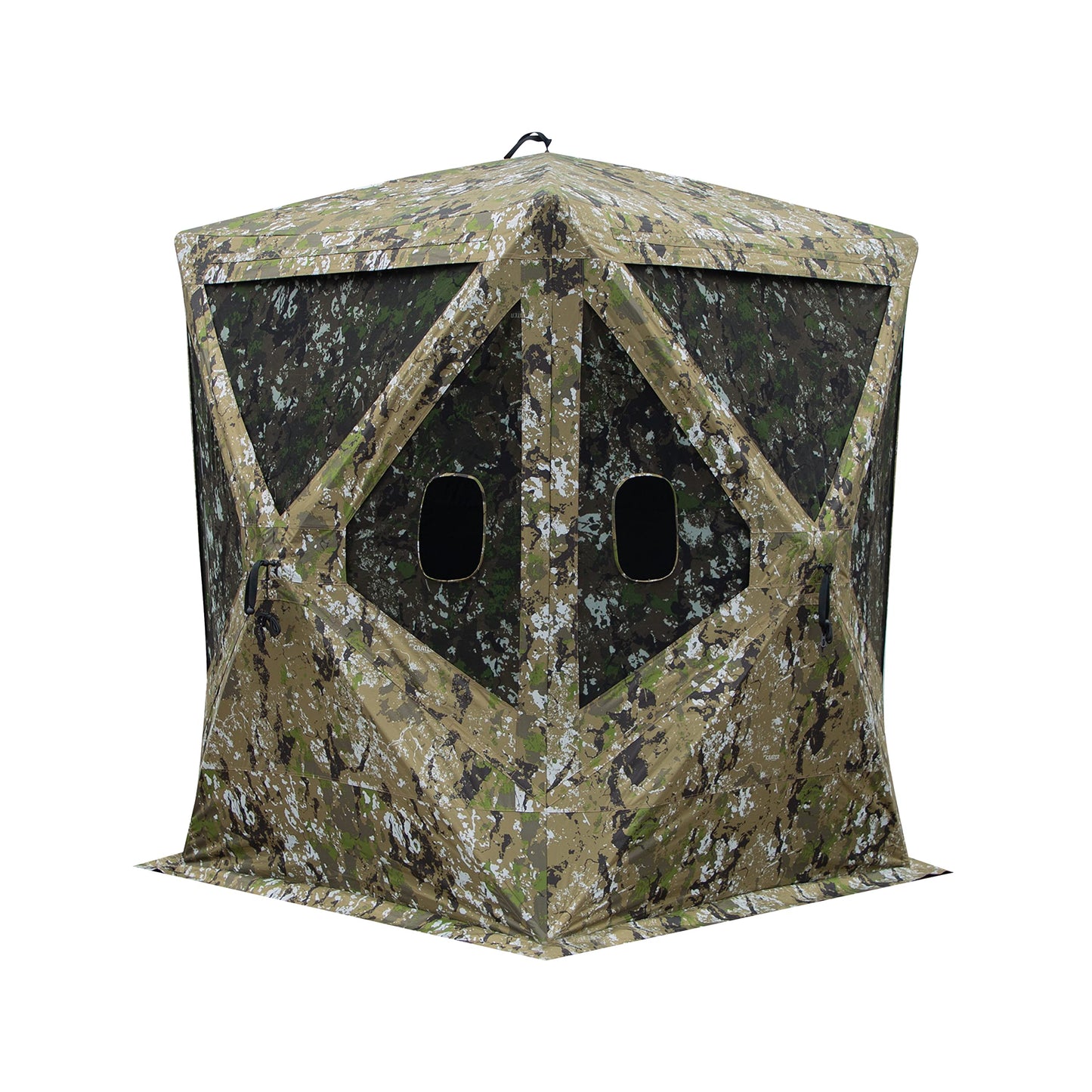 Barronett Blinds Big Mike, Portable Hunting Blind, Tall Hub Blind, Shoot While Standing, Low Profile Windows, 2-Person, Crater Thrive, 80” x 75” x 75”, BM300CT