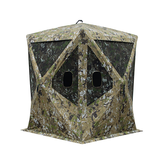 Barronett Blinds Big Mike, Portable Hunting Blind, Tall Hub Blind, Shoot While Standing, Low Profile Windows, 2-Person, Crater Thrive, 80” x 75” x 75”, BM300CT